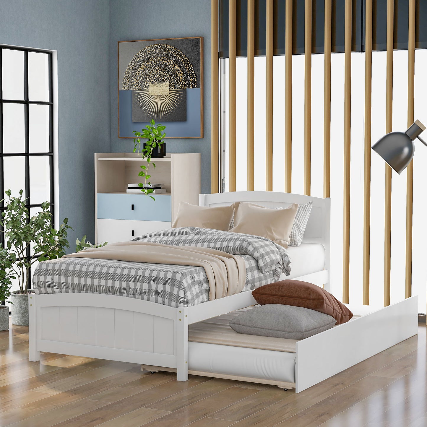 Platform Bed & Headboard, Footboard And Wood Slat Support