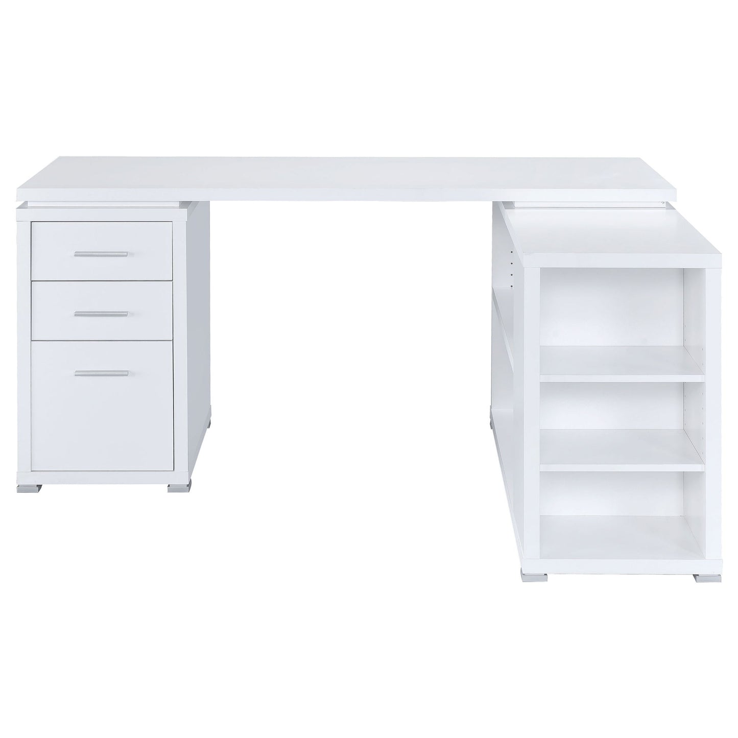Transitional L Shape Computer Desk With Multiple Storage And Built In File Cabinet