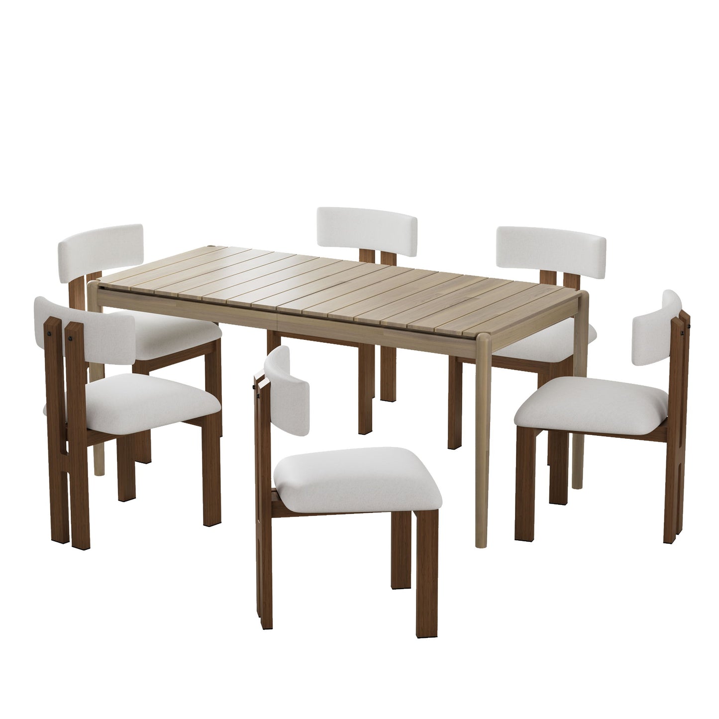 Modern 7 Piece Dining Set With Upholstered Armless Chairs And Dining Table