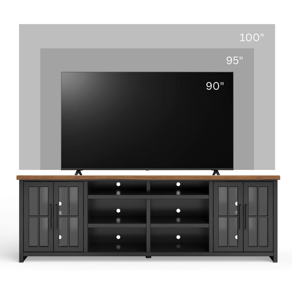 Essex - TV Stand Console For TVs Up To 100" - Black, Whiskey