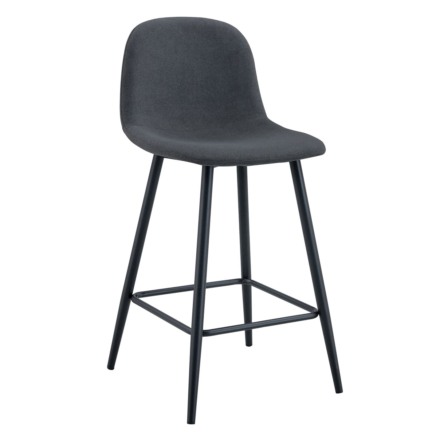 Modern Black Pu Bar Chair Rounded Backrest (Set of 2)