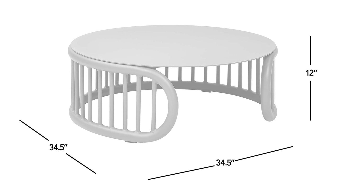 Harper - Indoor/Outdoor Modern Round Coffee Table - Geige Taupe Aluminum