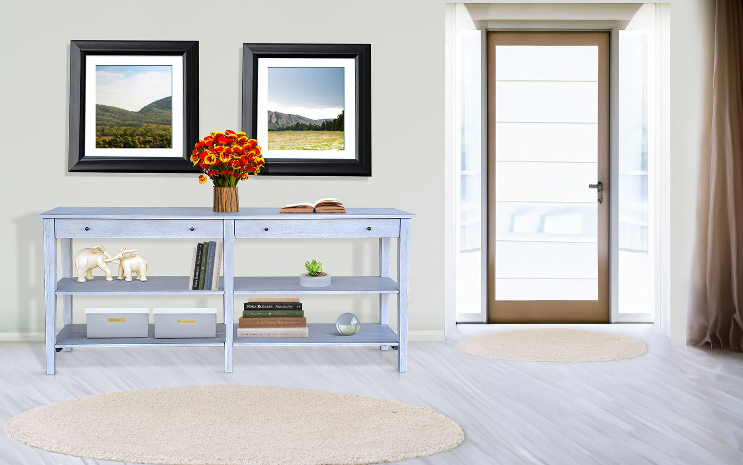 Wide Console Table - Light Gray
