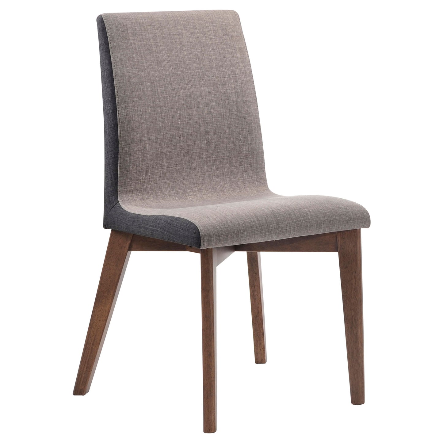 Dining Room Side Chair Set With Sleek Curves And 2 Tone Upholstery - Brown / Gray