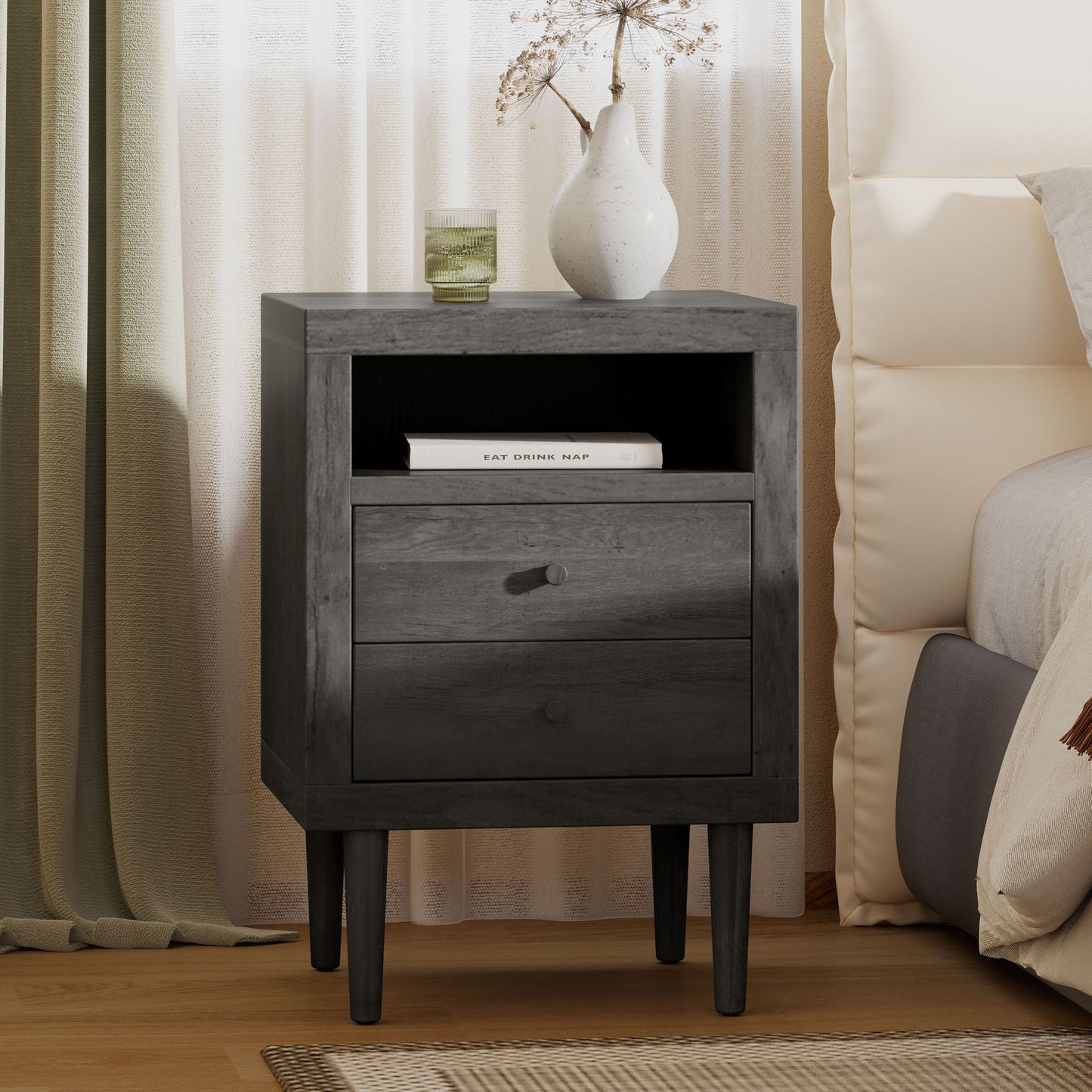 Nystrom - Mid Century Modern 2 Drawer Nightstand
