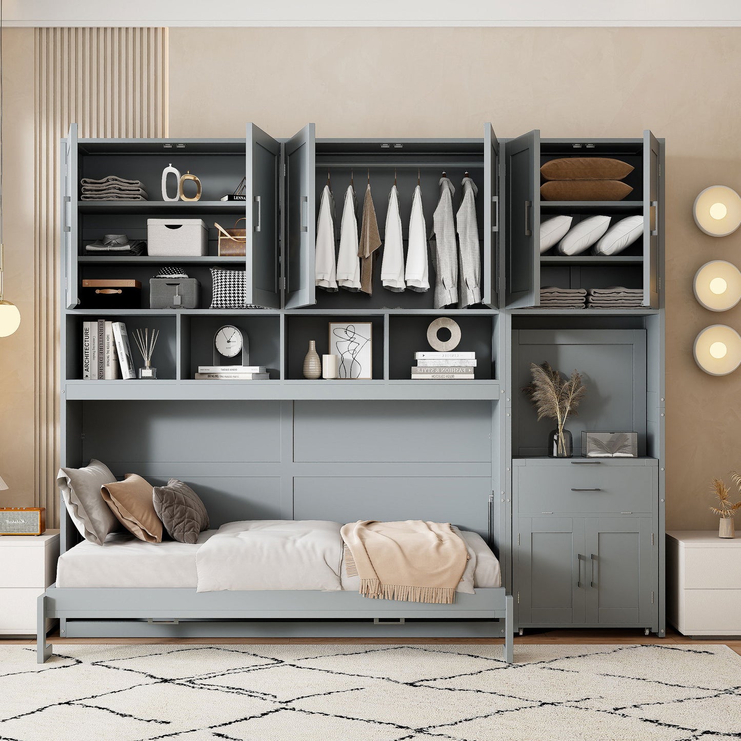 Murphy Wall Bed With Closet, Drawers & Desk
