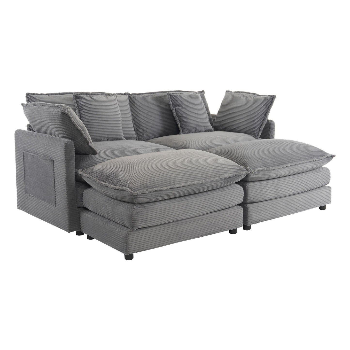Modern Modular Sectional Sofa With Side Storage Pockets For Living Room