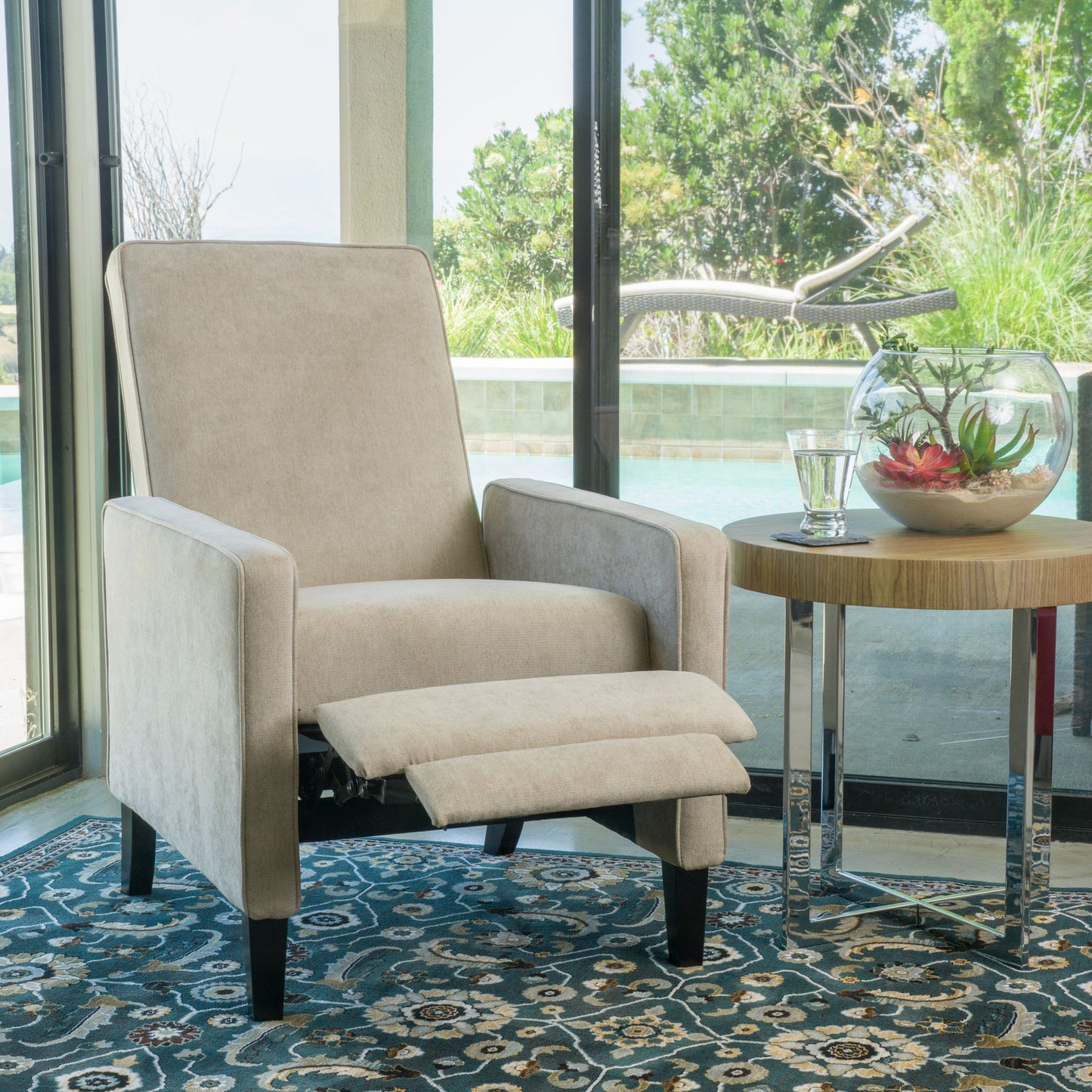 Minimalist Design Fabric Push Back Chair