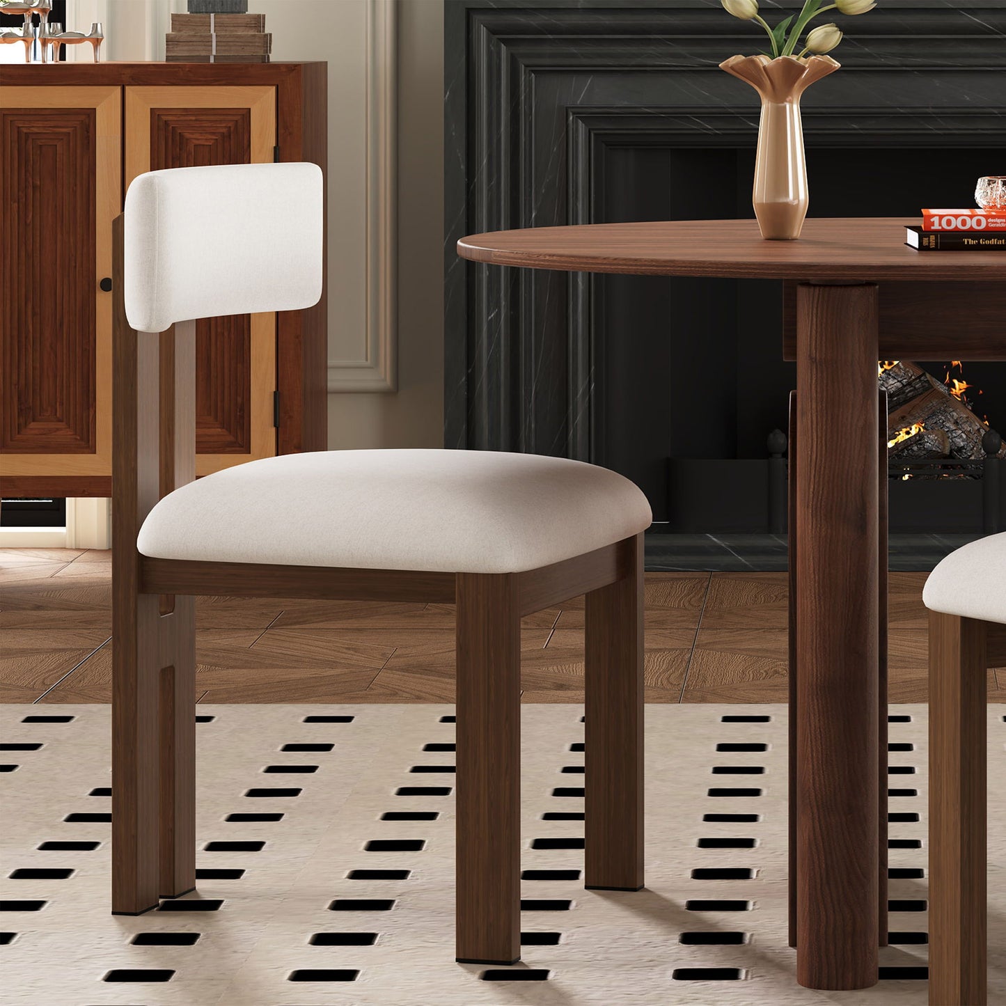 Modern 7 Piece Dining Set With Upholstered Armless Chairs And Dining Table