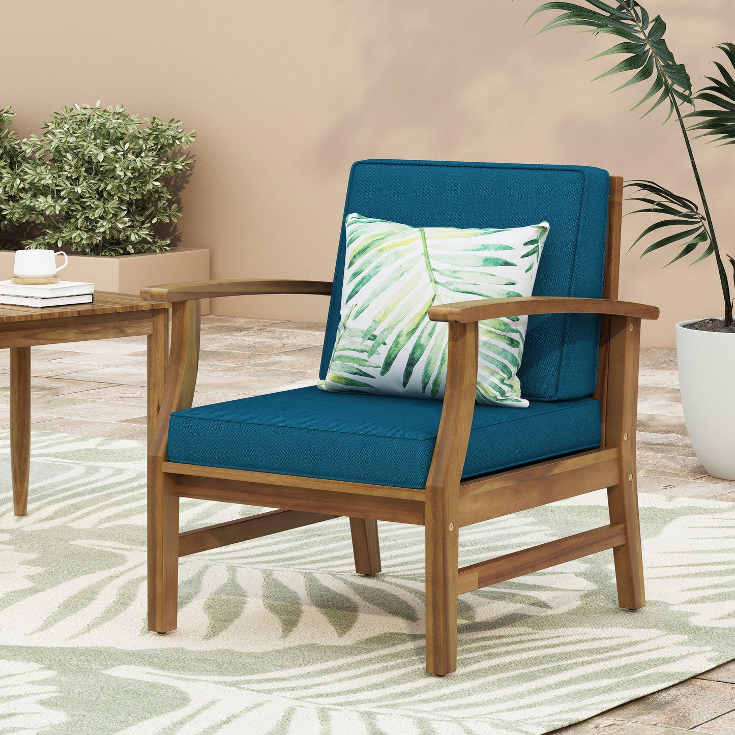 Kaleidoscope - Club Chair With Slat Paneling - Blue