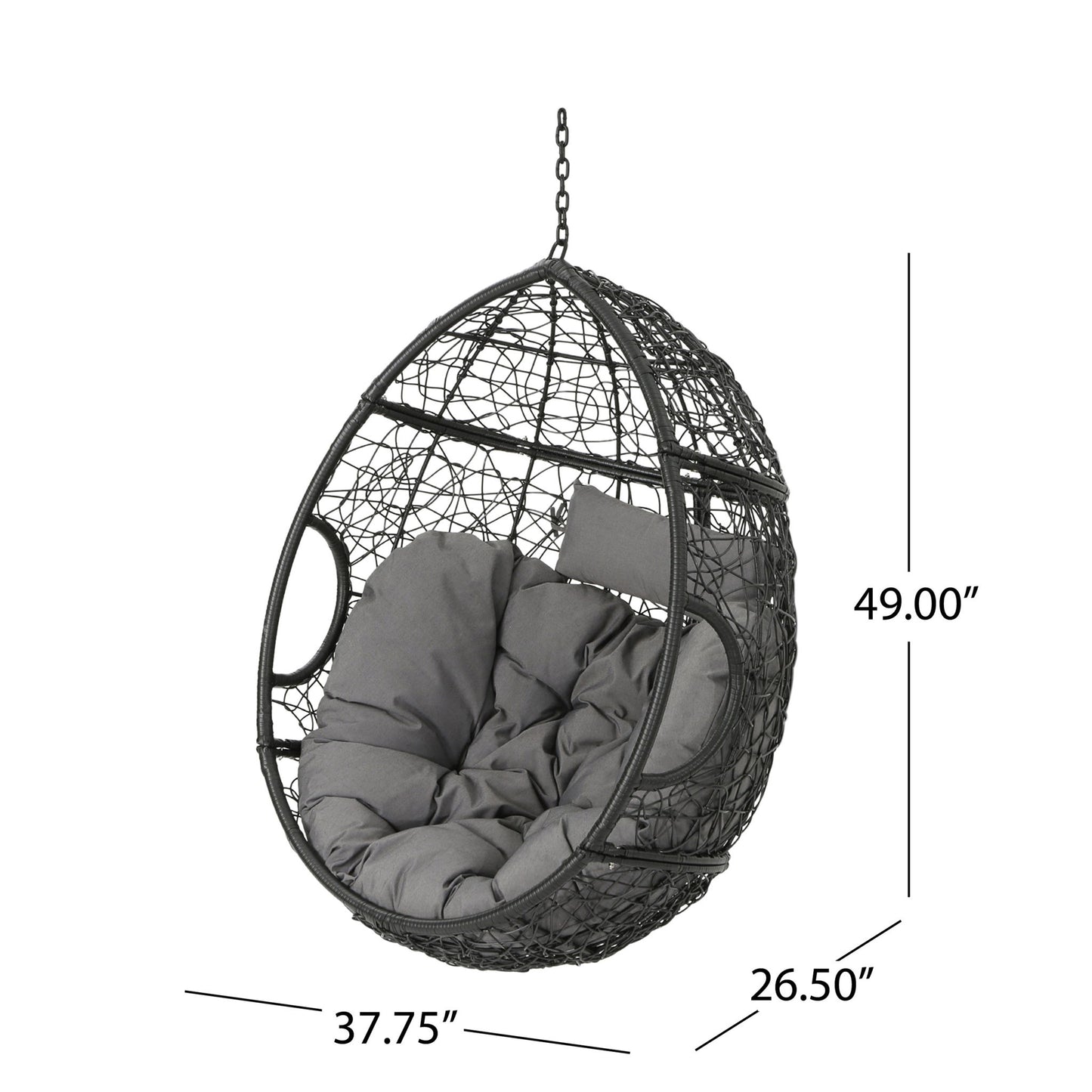 Kylie - Boho Style Hanging Basket Chair Rattan With Water Resistant Cushions
