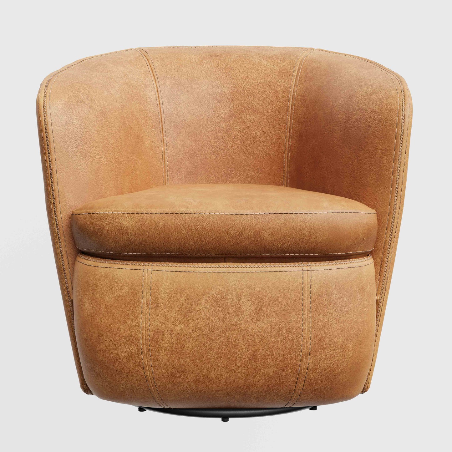Barolo - 100% Italian Leather Swivel Club Chair (Set of 2)