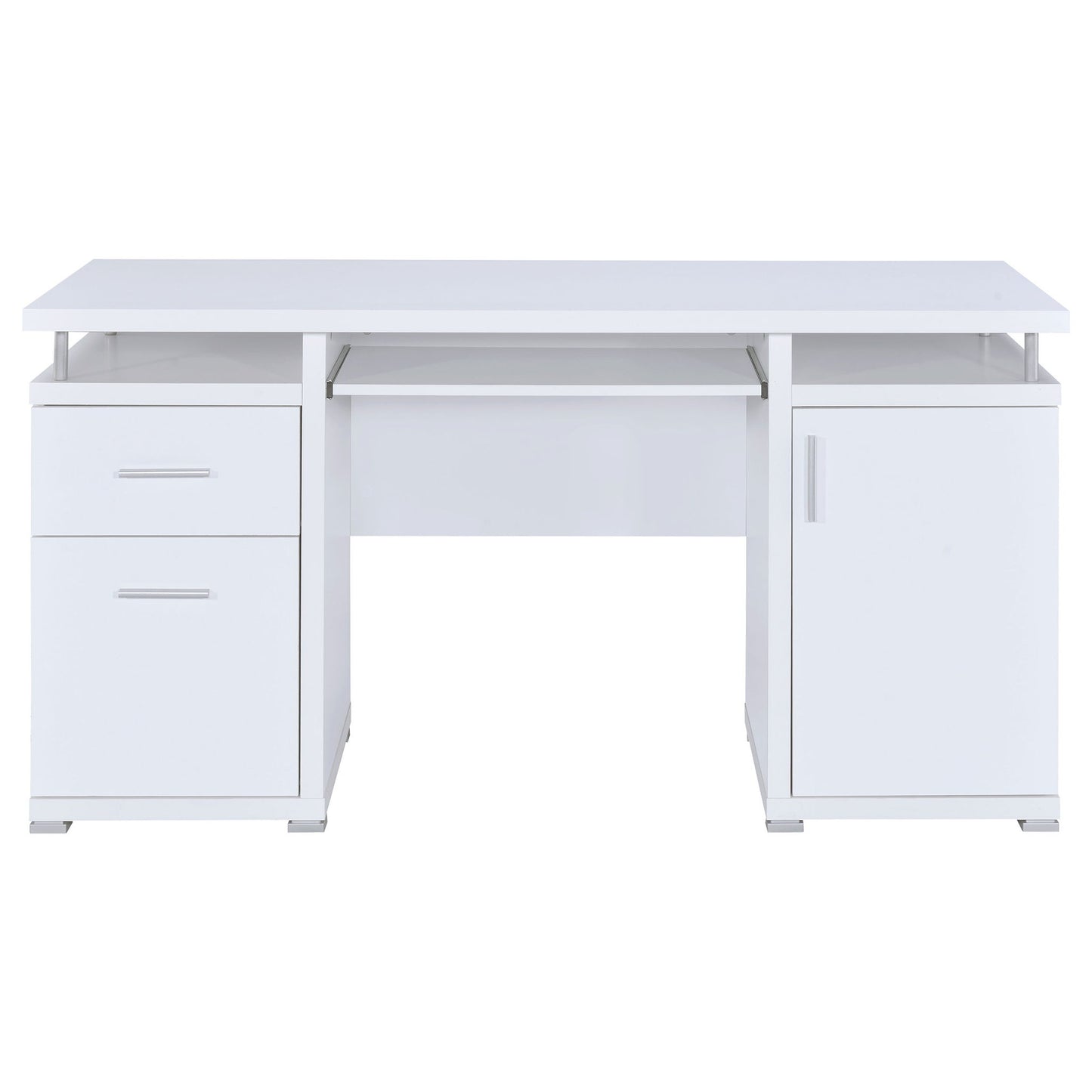 Modern Office Computer Desk With 2 Drawers, Adjustable Shelf, Slide Out Keyboard Tray