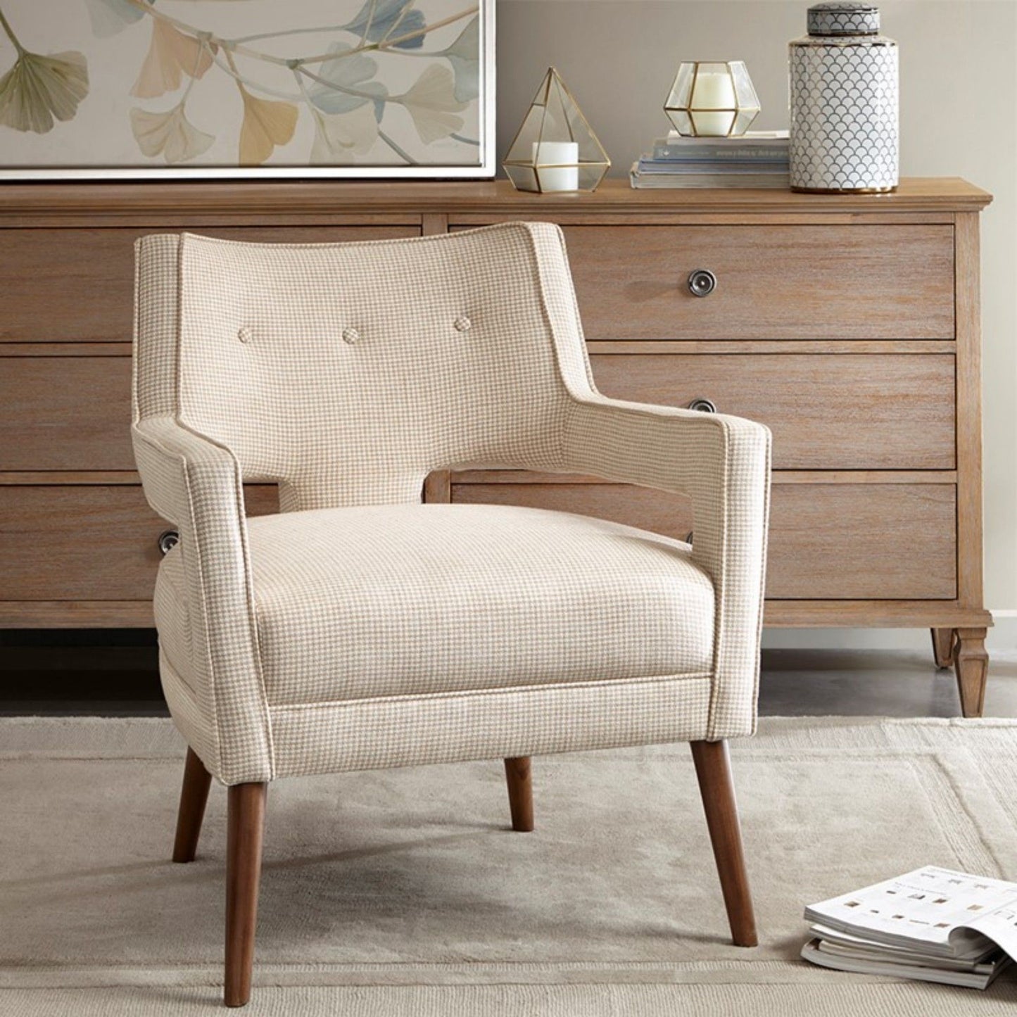 Palmer - Accent Chair Open Arm Design - Cream
