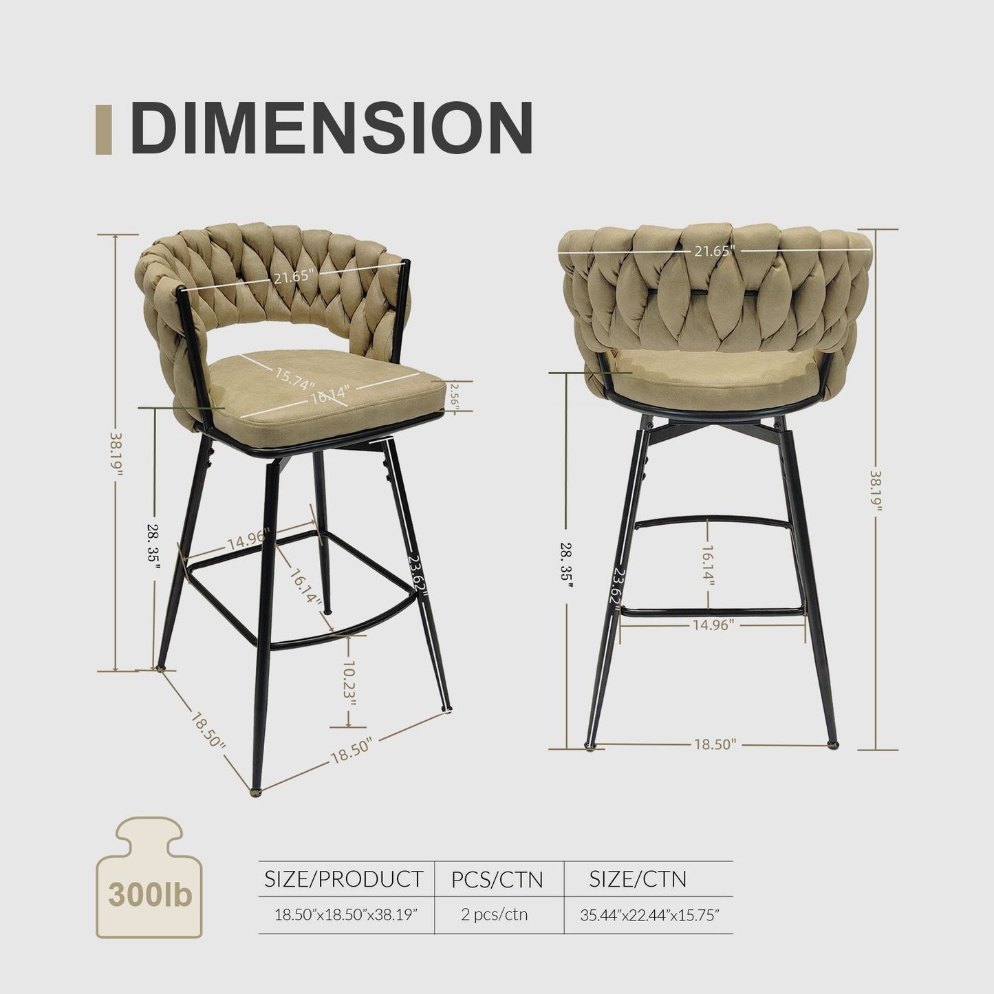 Bar Stool 360 Swivel With Back Footrest