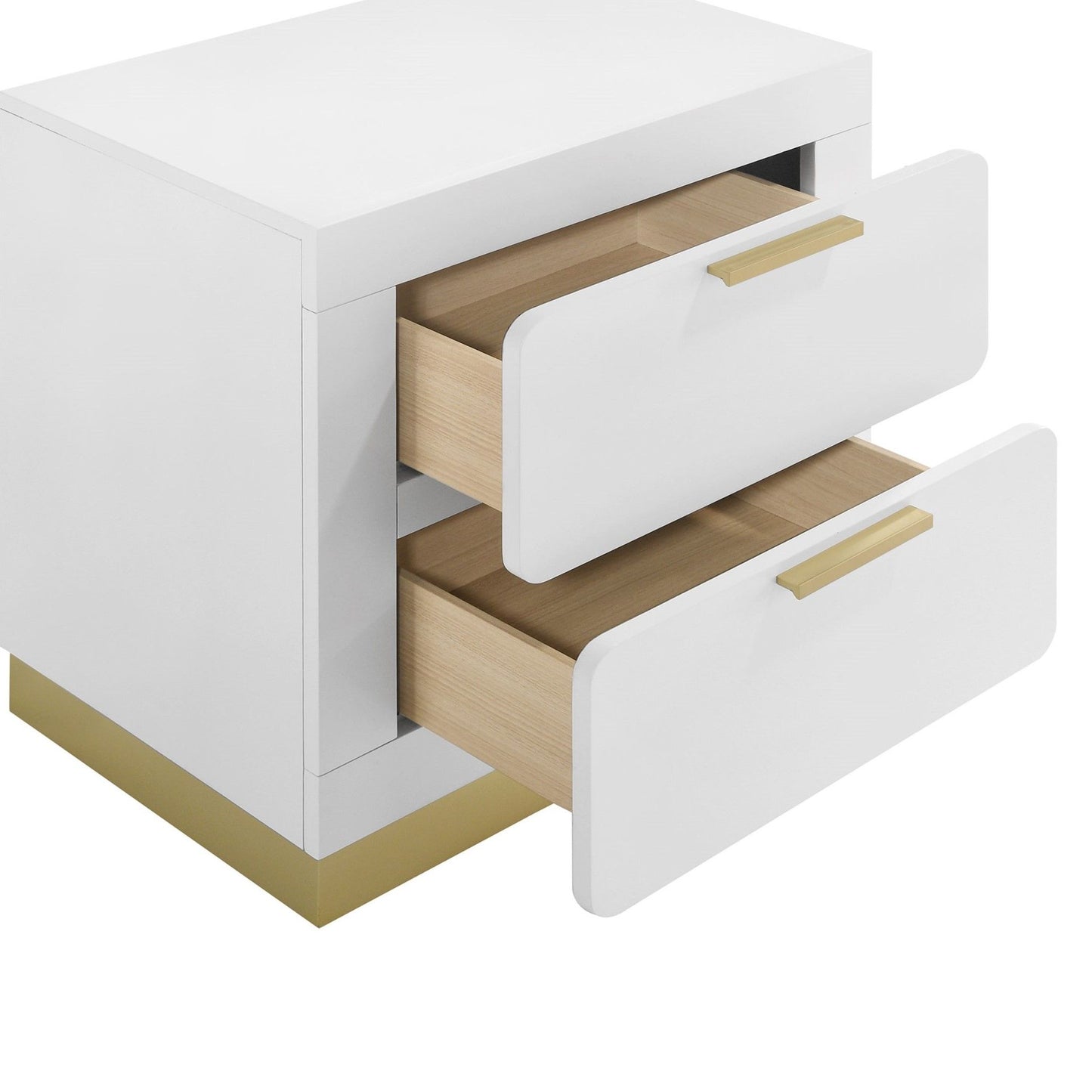 Modern Luxury Nightstand With 2 Drawer Storage