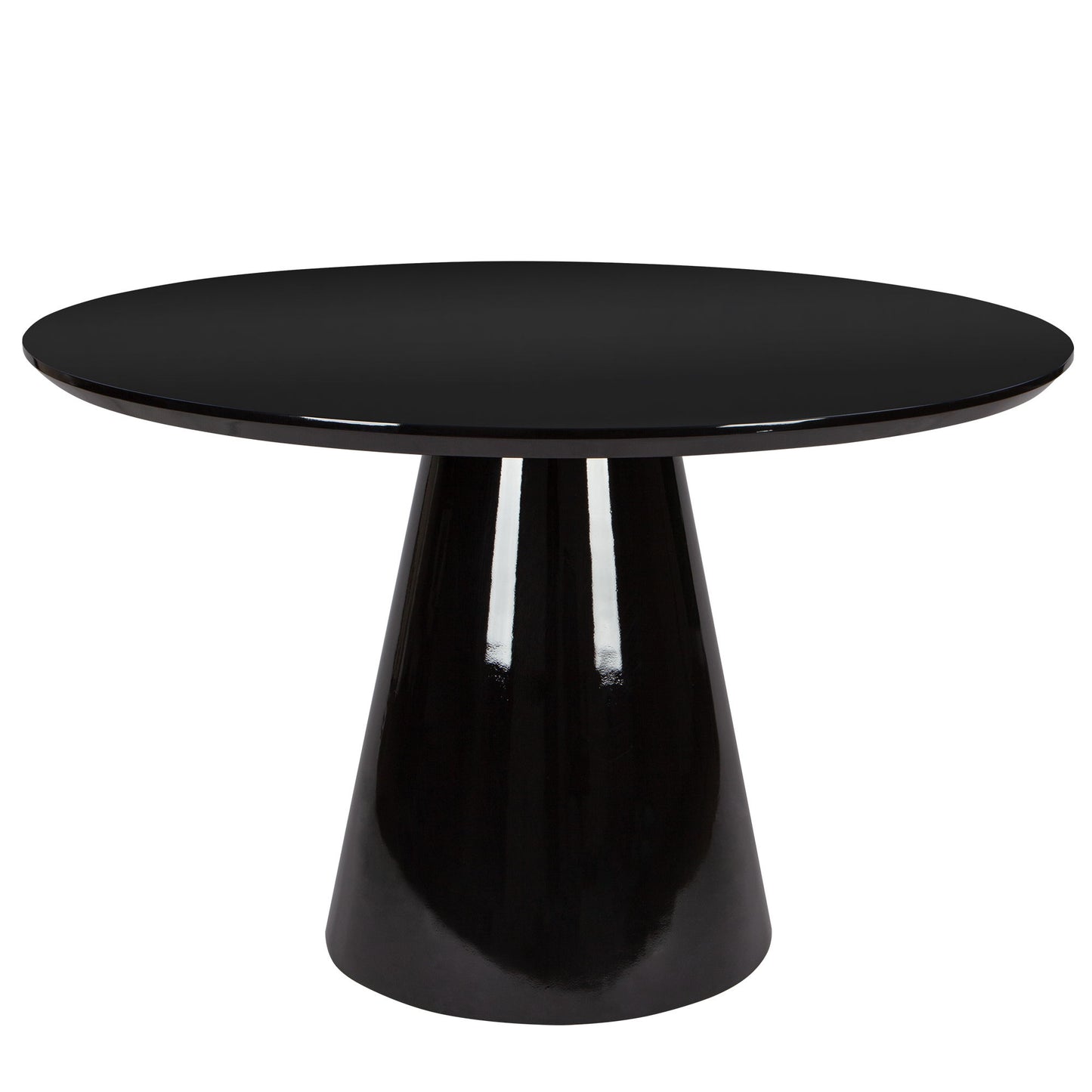Modern High Gloss Minimalist Round Dining Table - Black