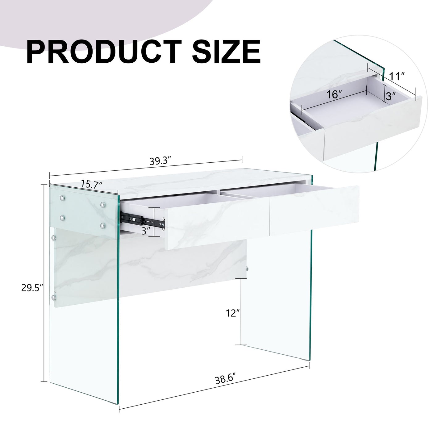 Environmental Protection Minimalist Dresser, Desk, Desktop Computer Desk, With Double Drawer Storage Space, Simple Home, Perfect For Various Styles - White