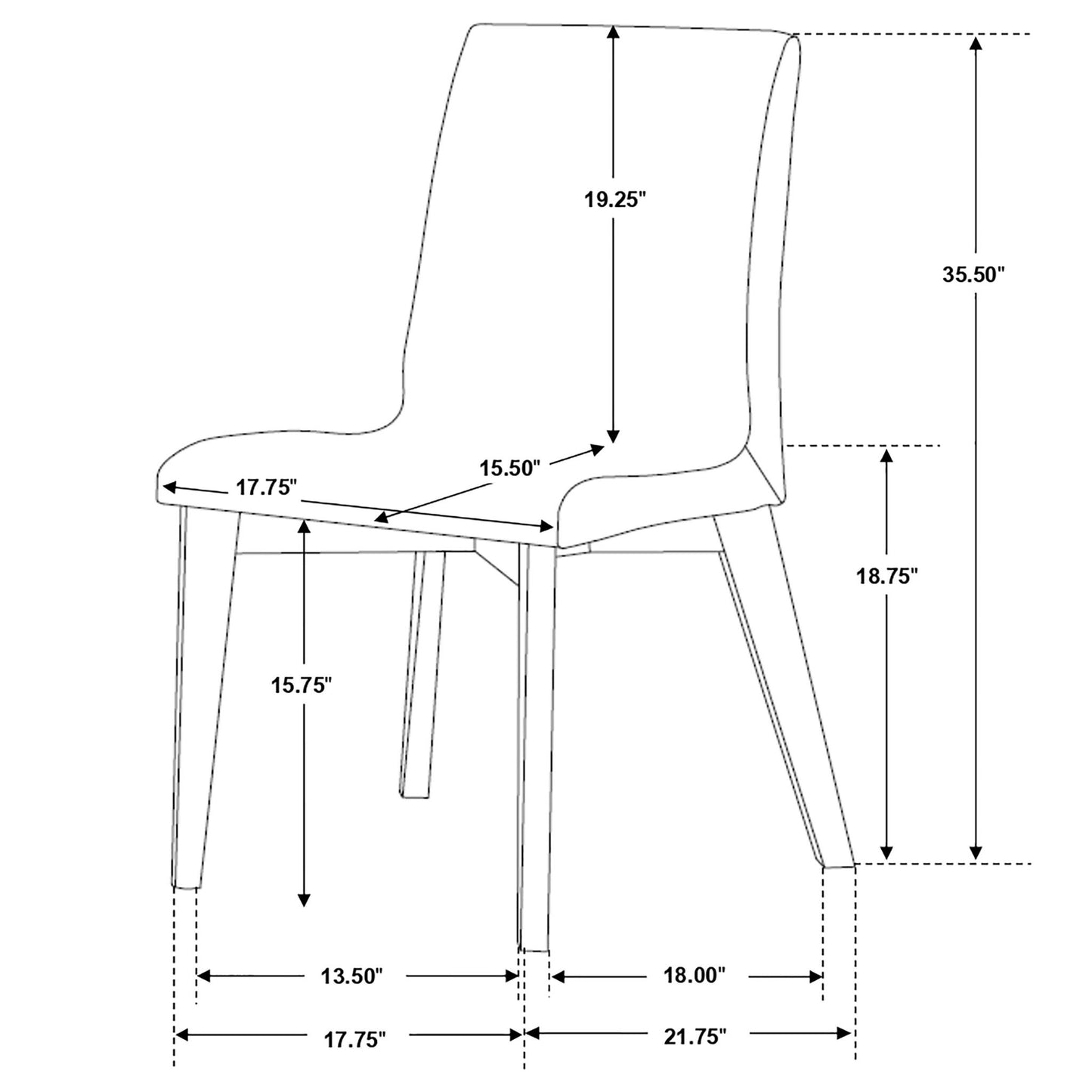Dining Room Side Chair Set With Sleek Curves And 2 Tone Upholstery - Brown / Gray