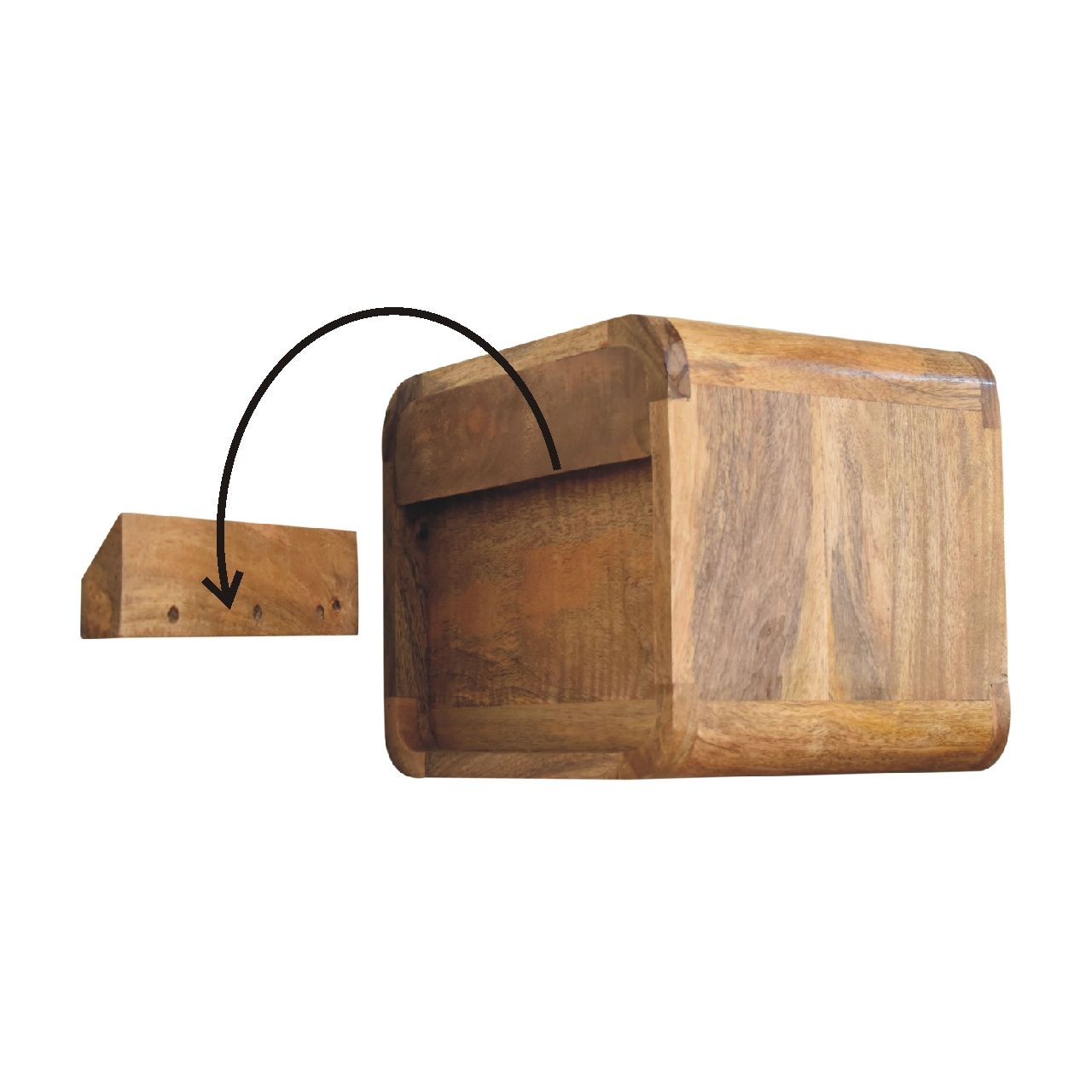 Mini Curve Floating Bedside - Oak