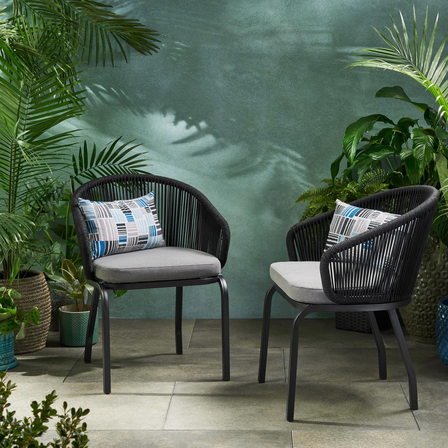 Outdoor Wicker Chair With Powder Coated Iron Legs