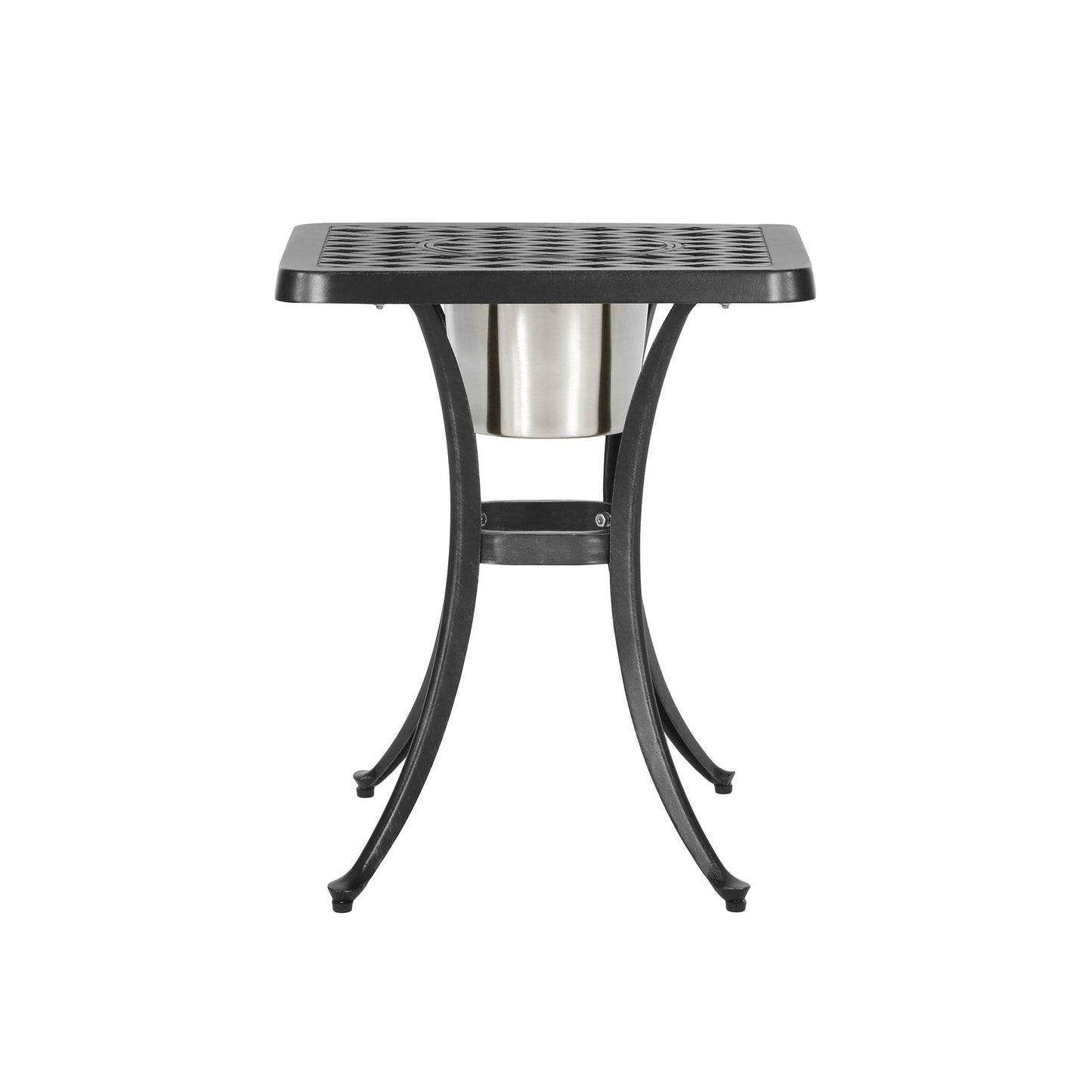 Outdoor Cast Aluminum Bistro Table With Ice Bucket - Black Copper