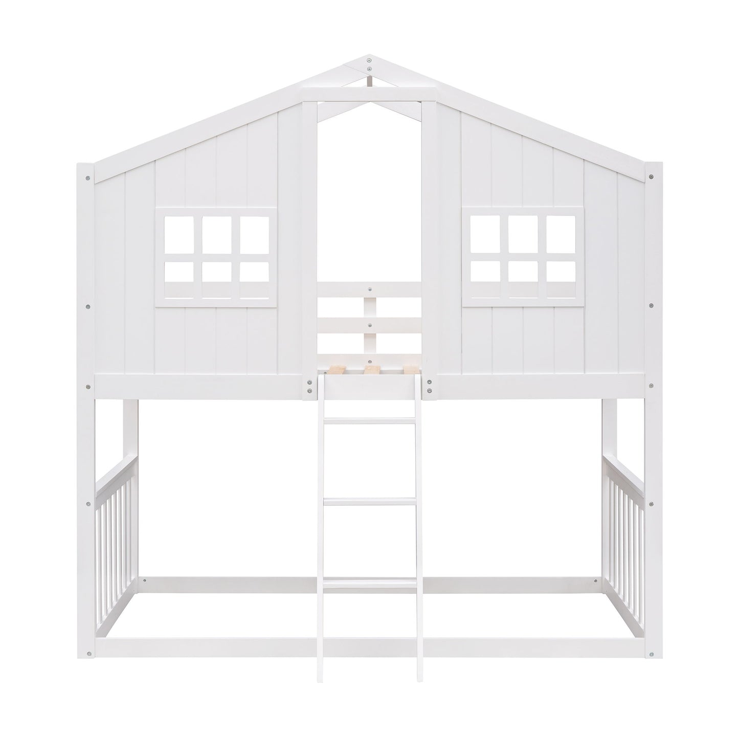 House Bunk Bed With Ladder, Wood Bed