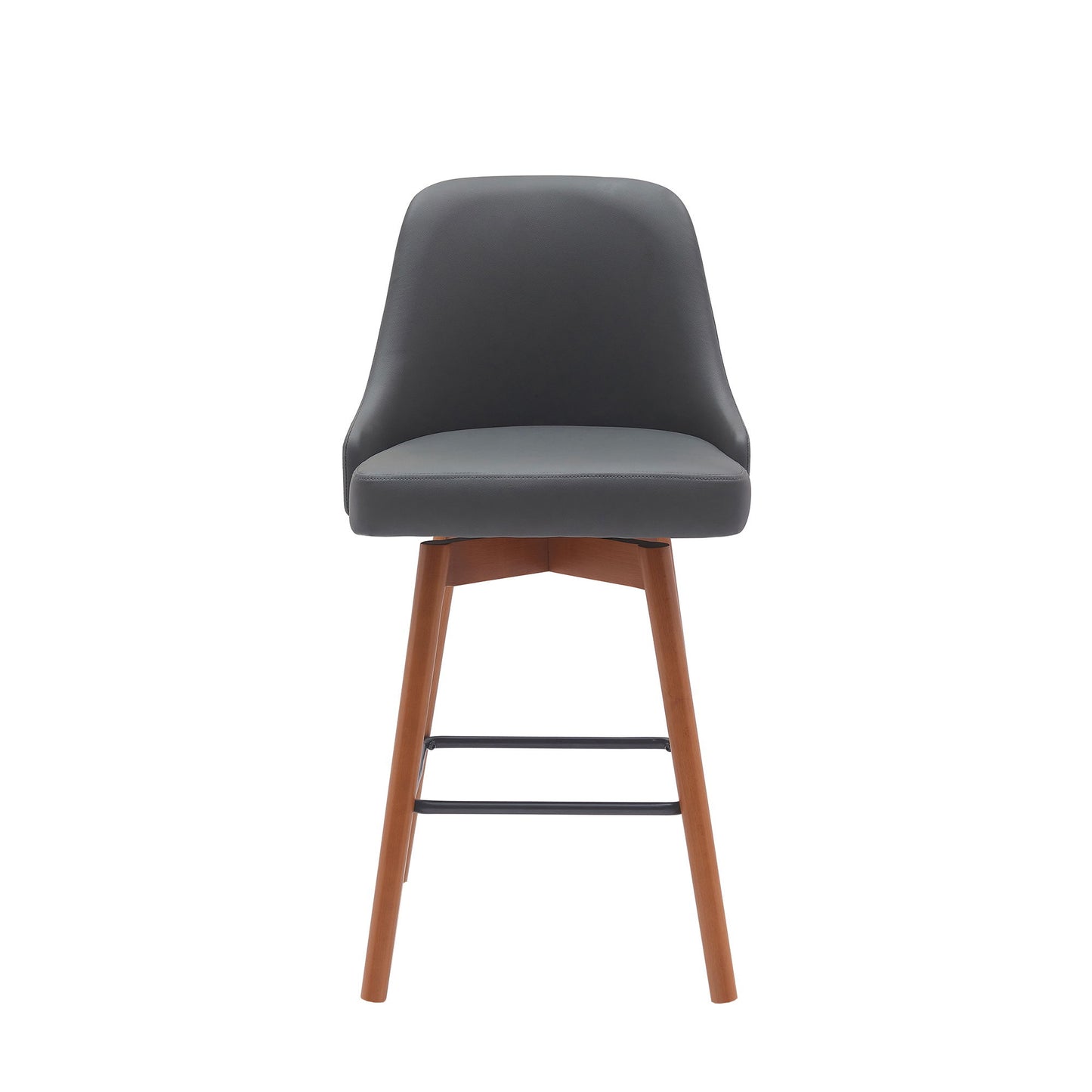 Sicily - Swivel Walnut Wood Faux Leather Stool