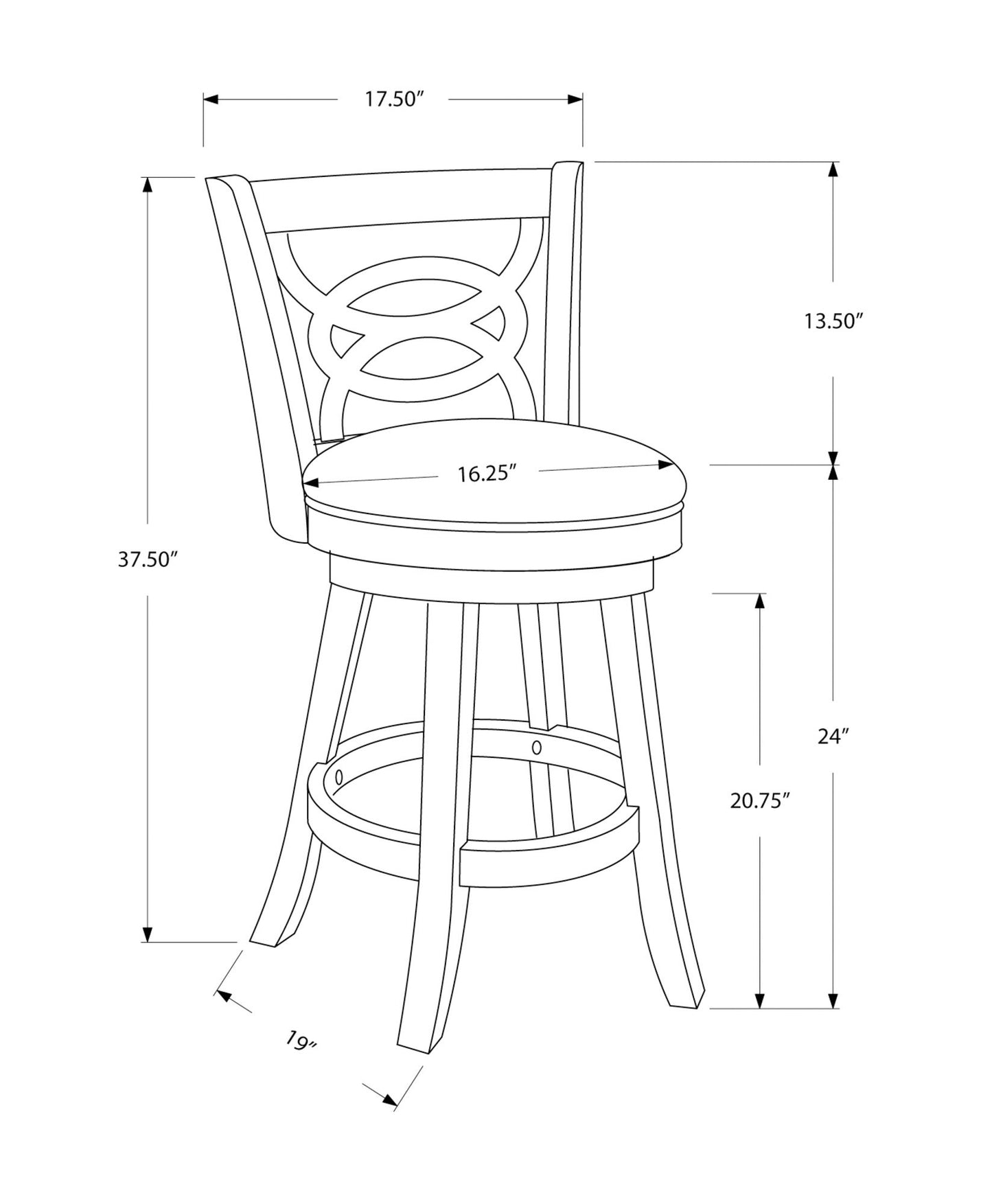 Stylish Design Swivel Bar Stool With Bar Height Leather Look (Set of 2)