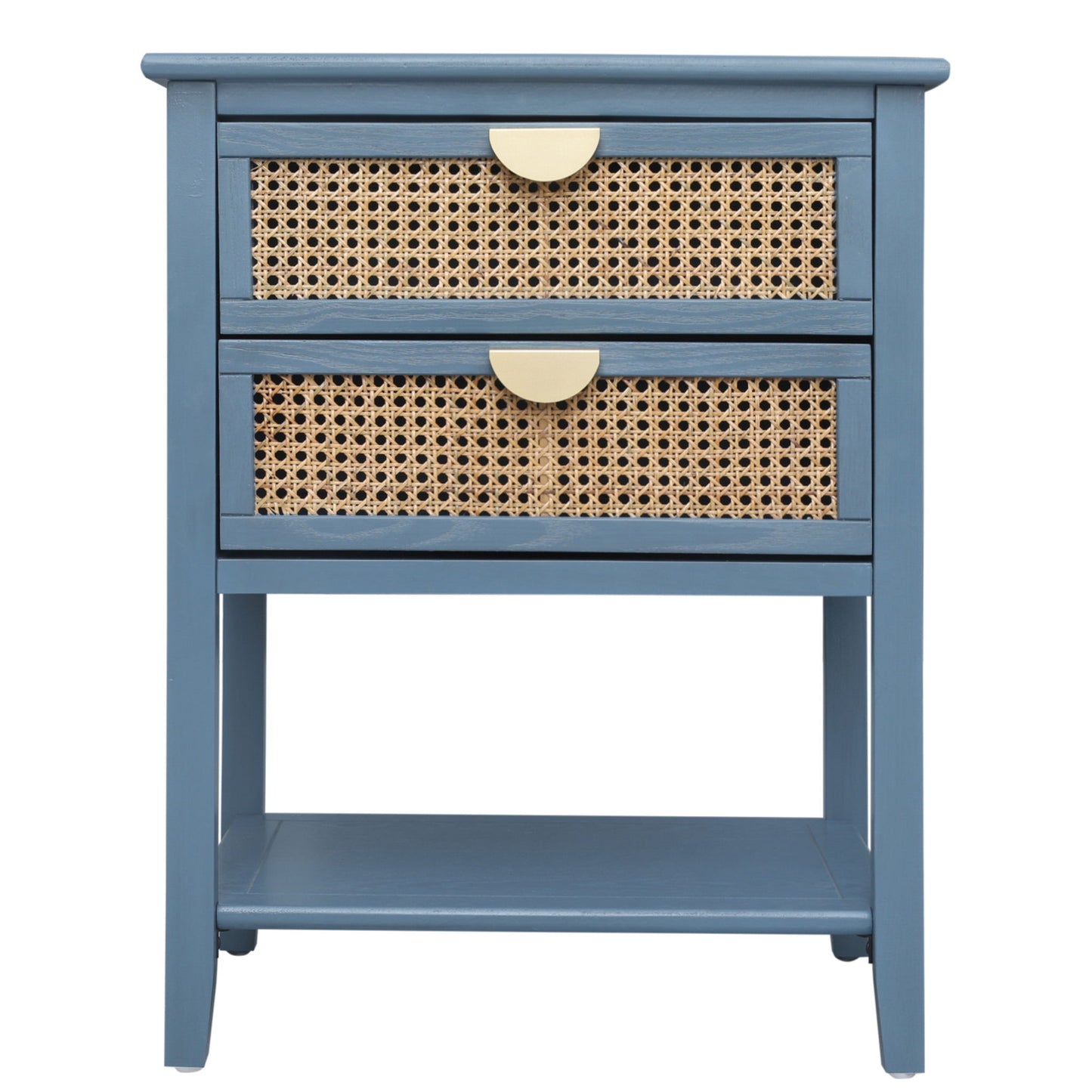 2 Drawer Side Table, Natural Rattan