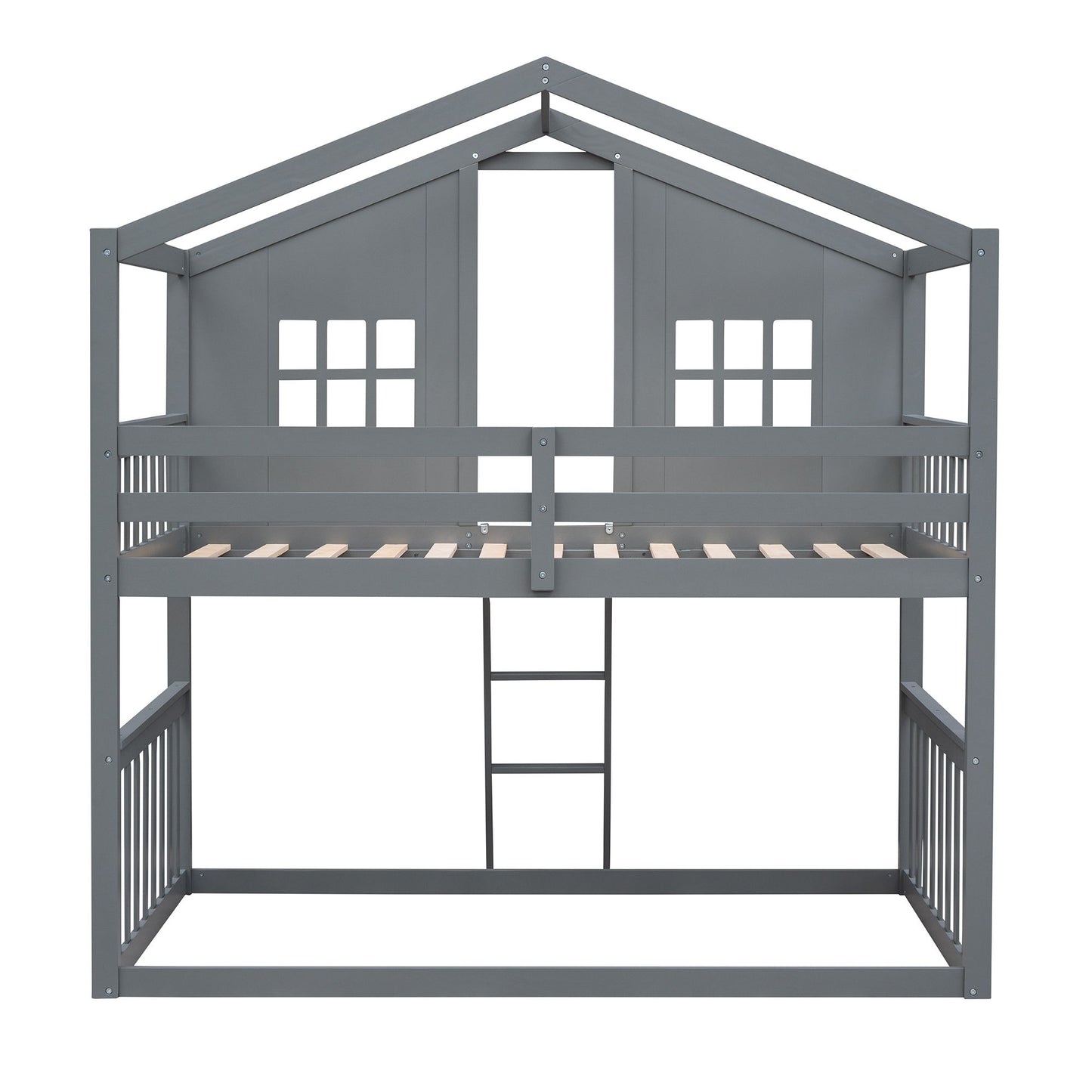 House Bunk Bed With Ladder, Wood Bed