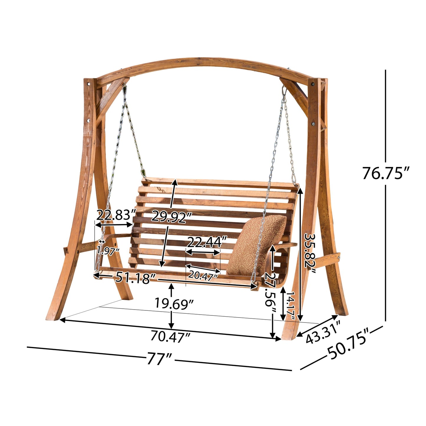 San Juan - Outdoor Swinging Loveseat With Support