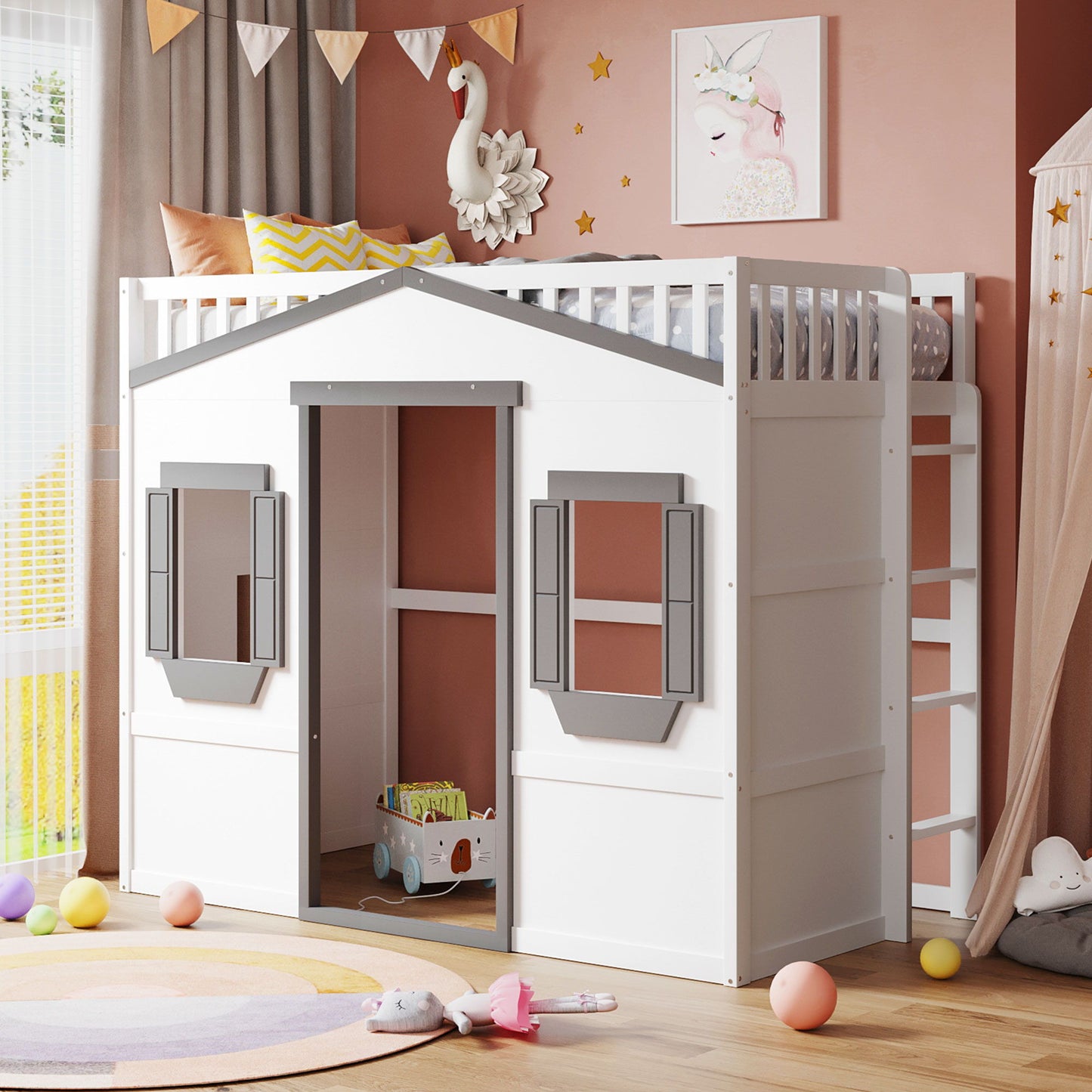 Elegant House Loft Bed With Ladder