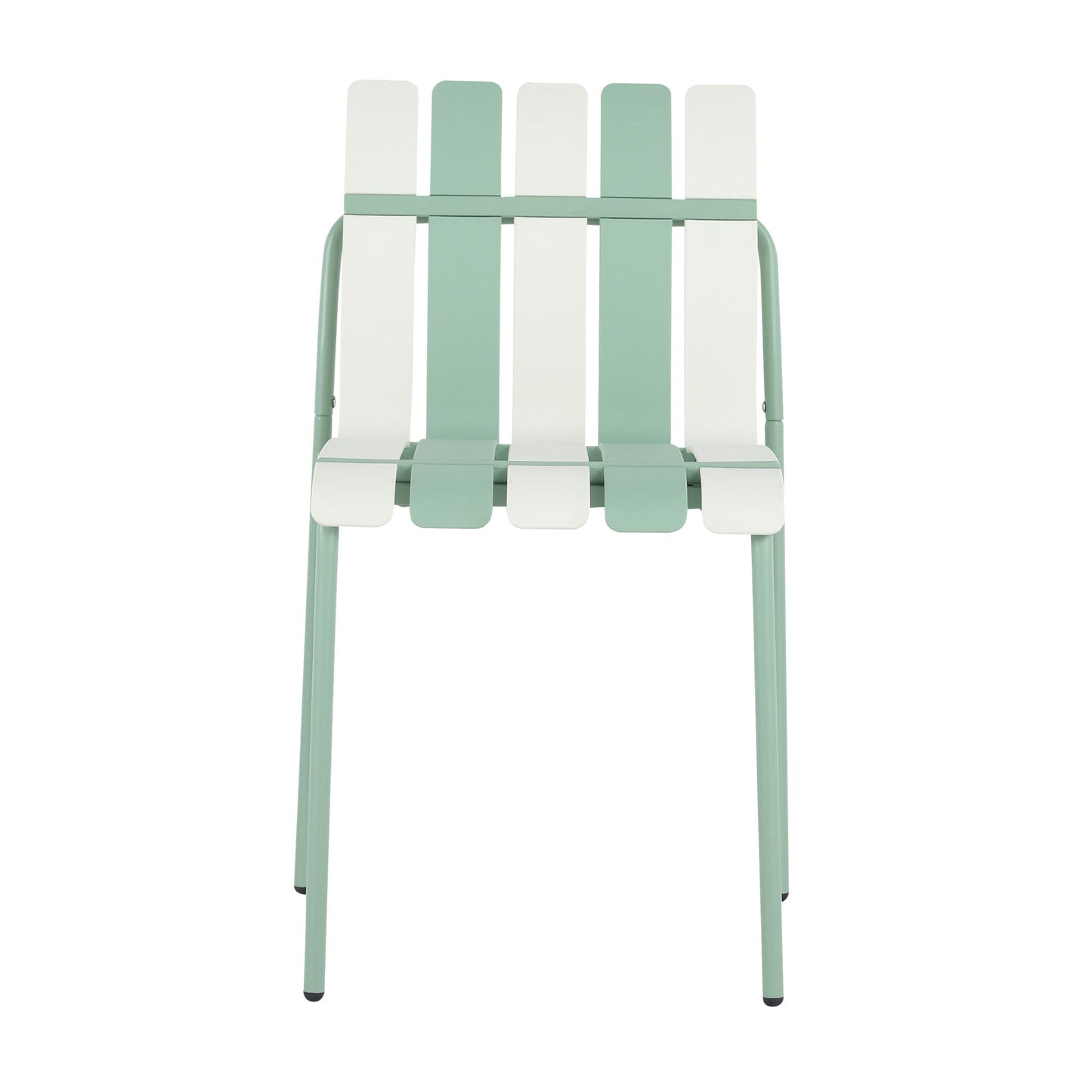 4 Piece Set Of Single Chairs With Modern Color Blocking Design, UV Resistant And Rust Proof - Haze Green / White