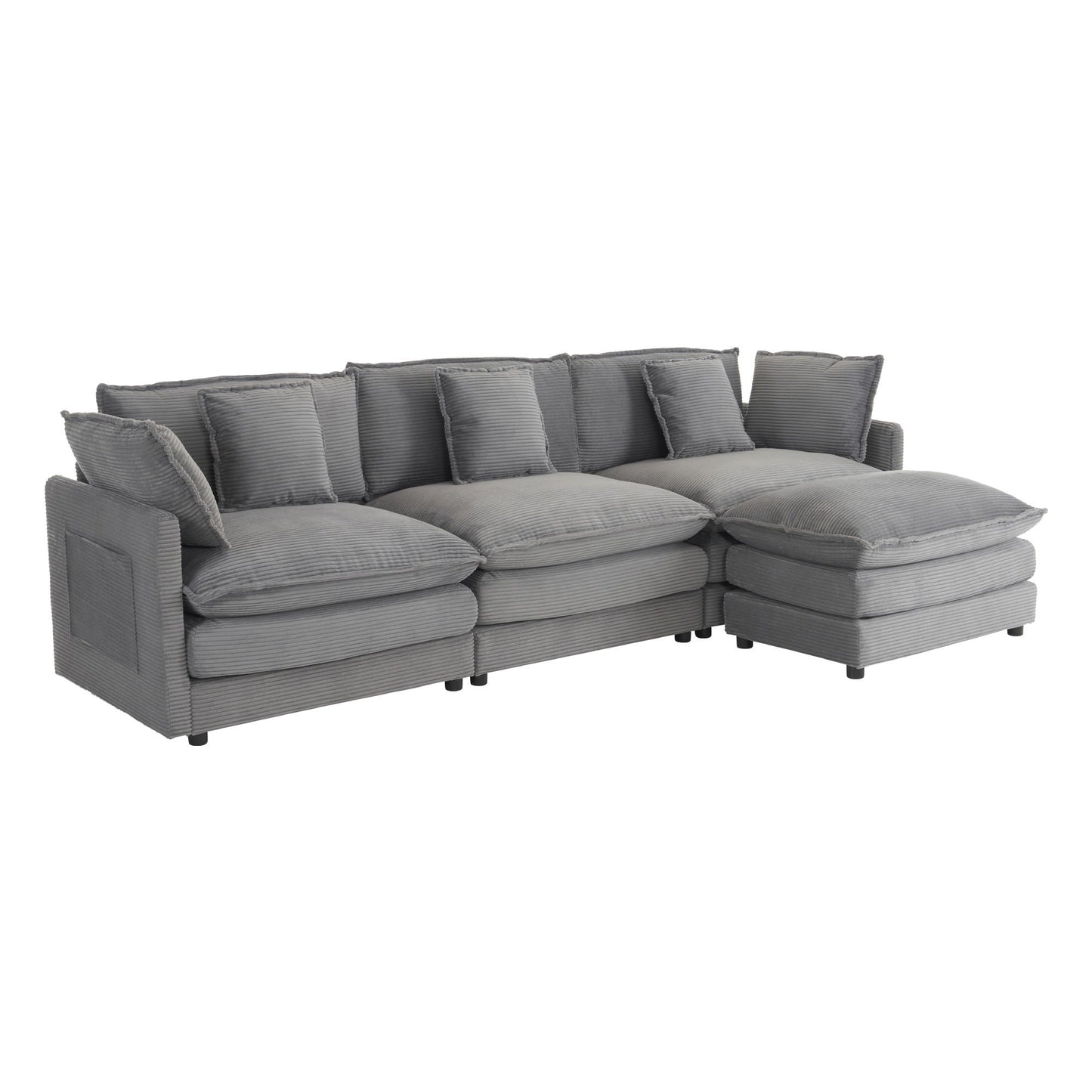 Modern Modular Sectional Sofa With Side Storage Pockets For Living Room