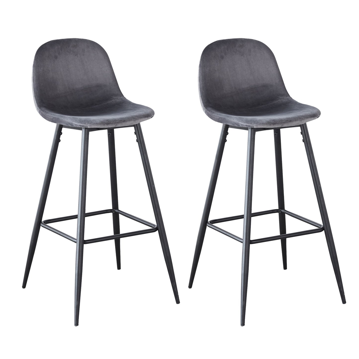Velvet Barstool With Back (Set of 2)