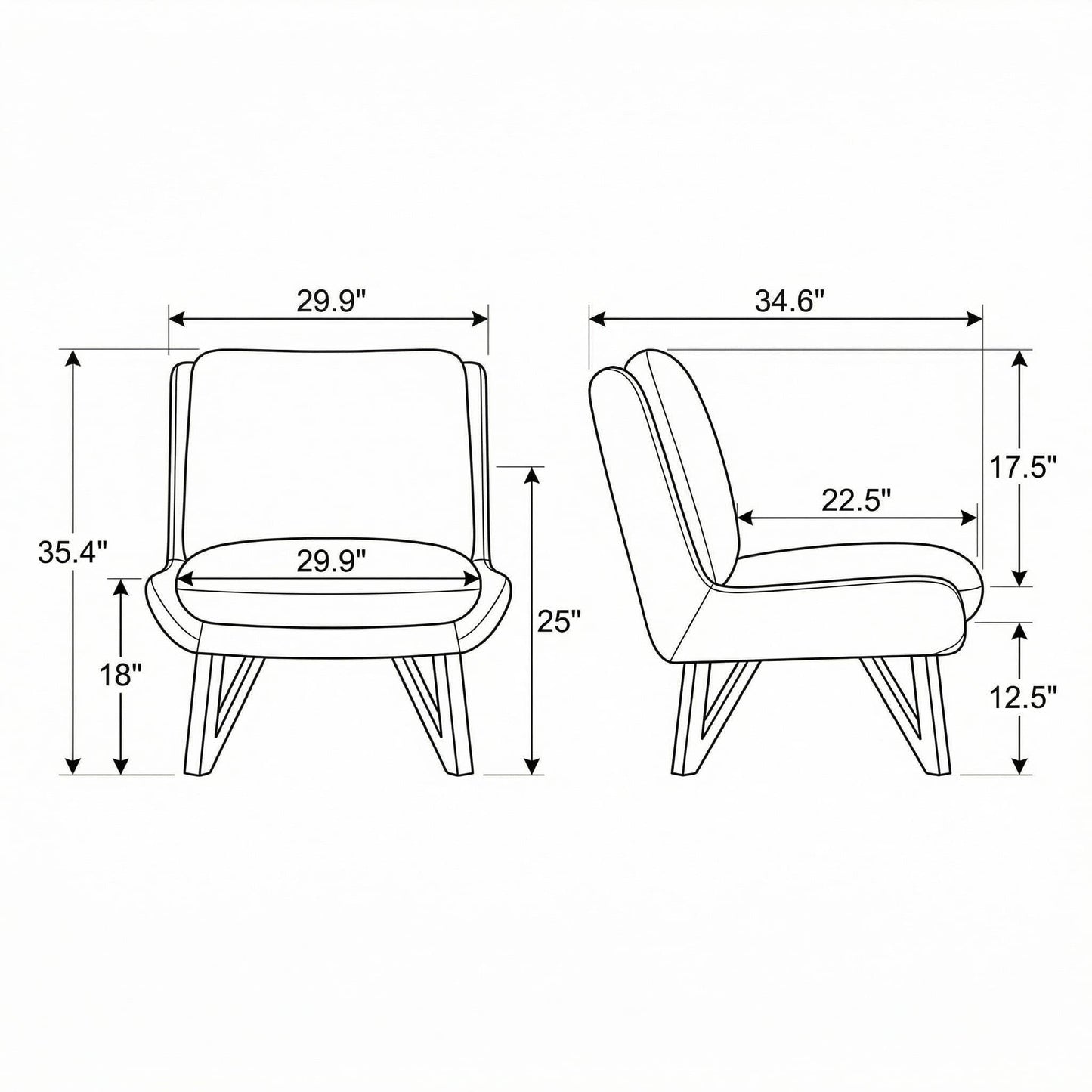 Armless Accent Chair - Dark Navy