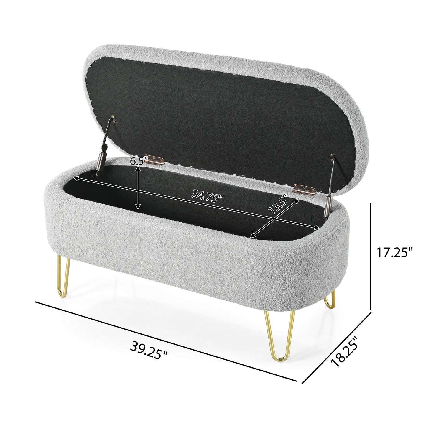 Upholstered Oval Storage Bench For Living Room