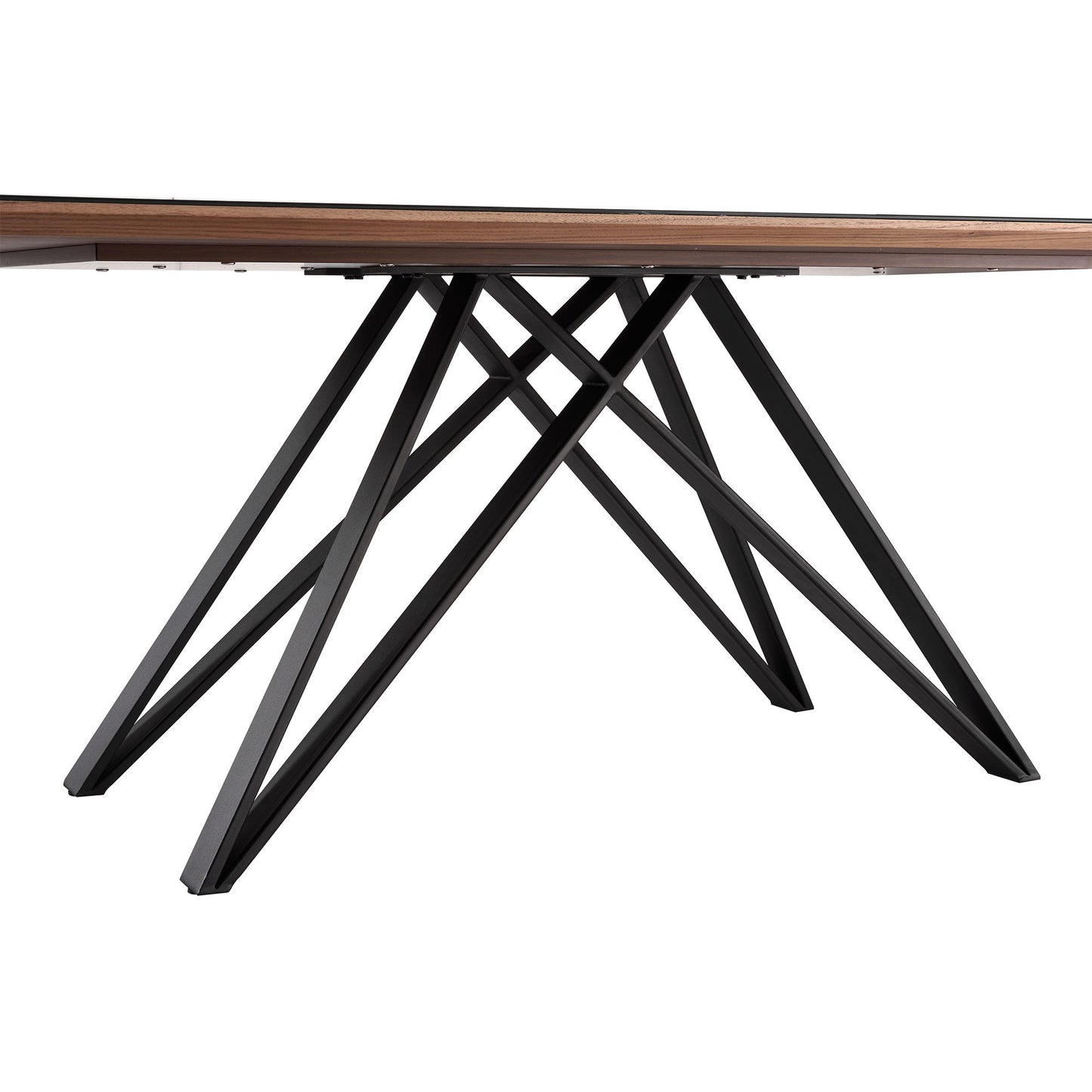 Urbino - Mid-Century Dining Table Glass Top - Matte Black / Dark Gray