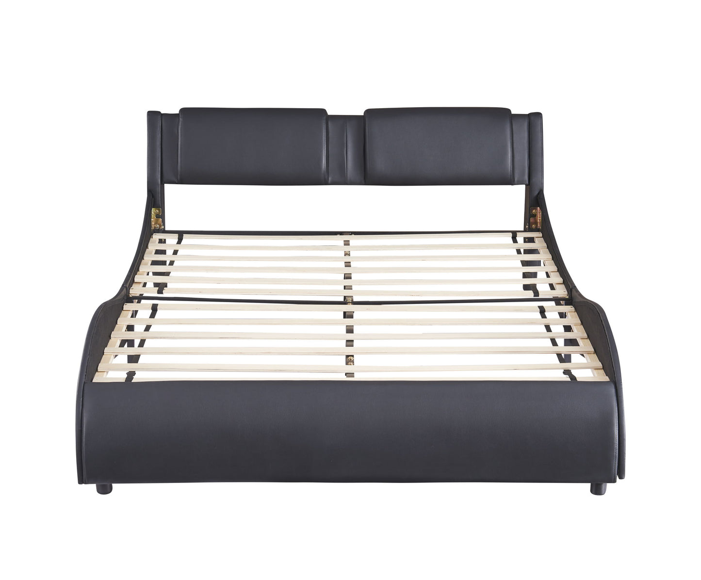 Upholstered Platform Bed With LED Light, Frame Slatted