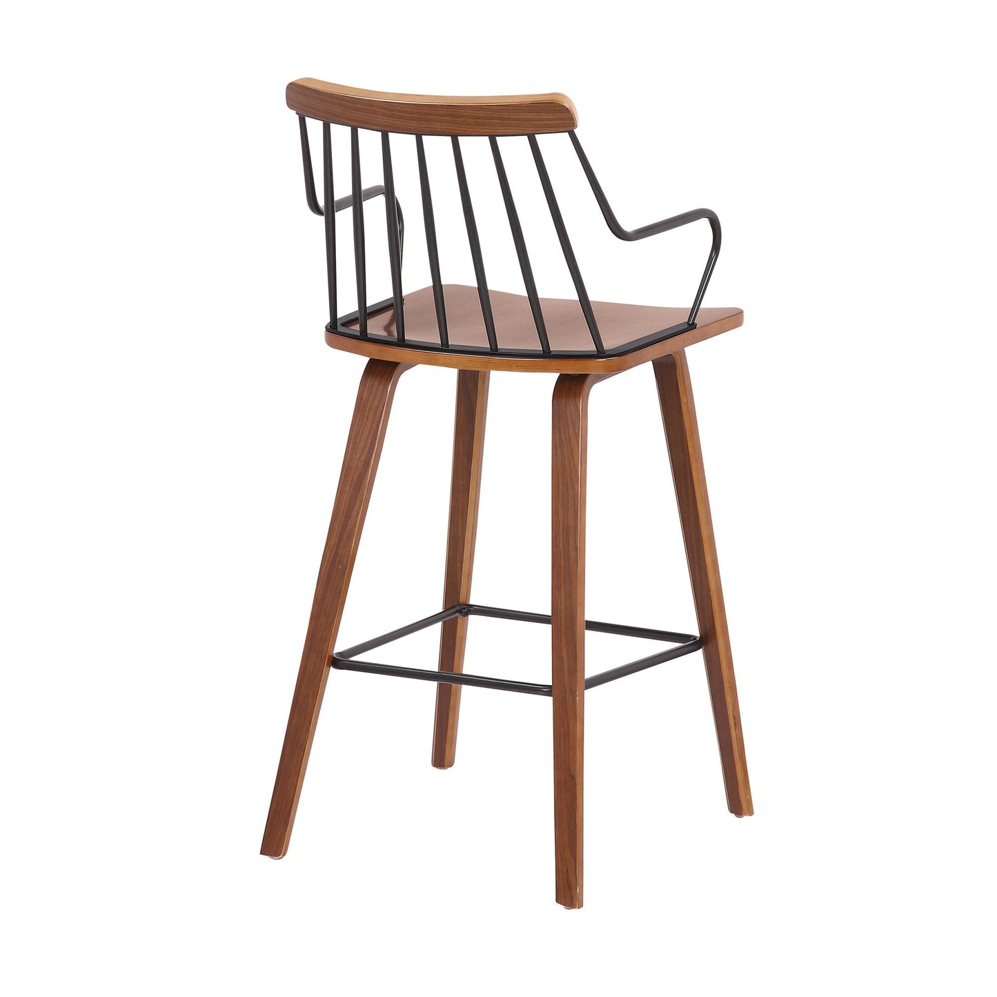 Micah - 26" Modern Counter Height Bar Stool - Walnut / Metal