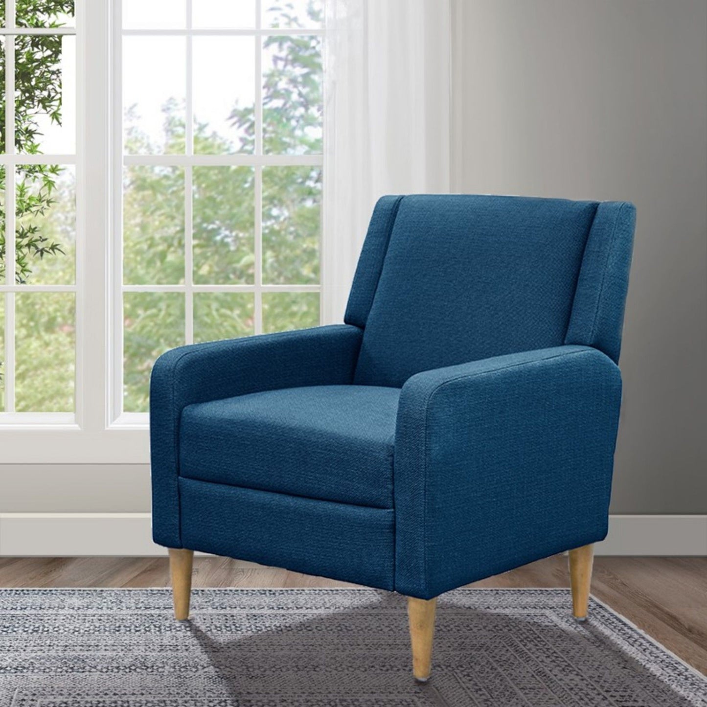 Upholstered Accent Armchair With Legs - Blue