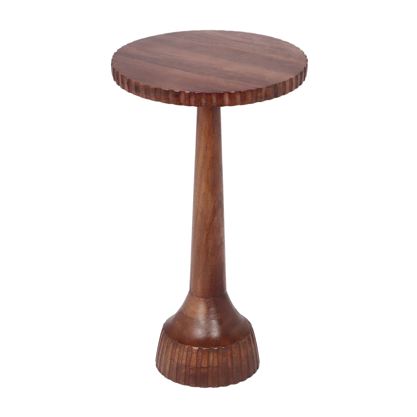 Modern Mango Wood Round End Table With Pedestal Base - Honey