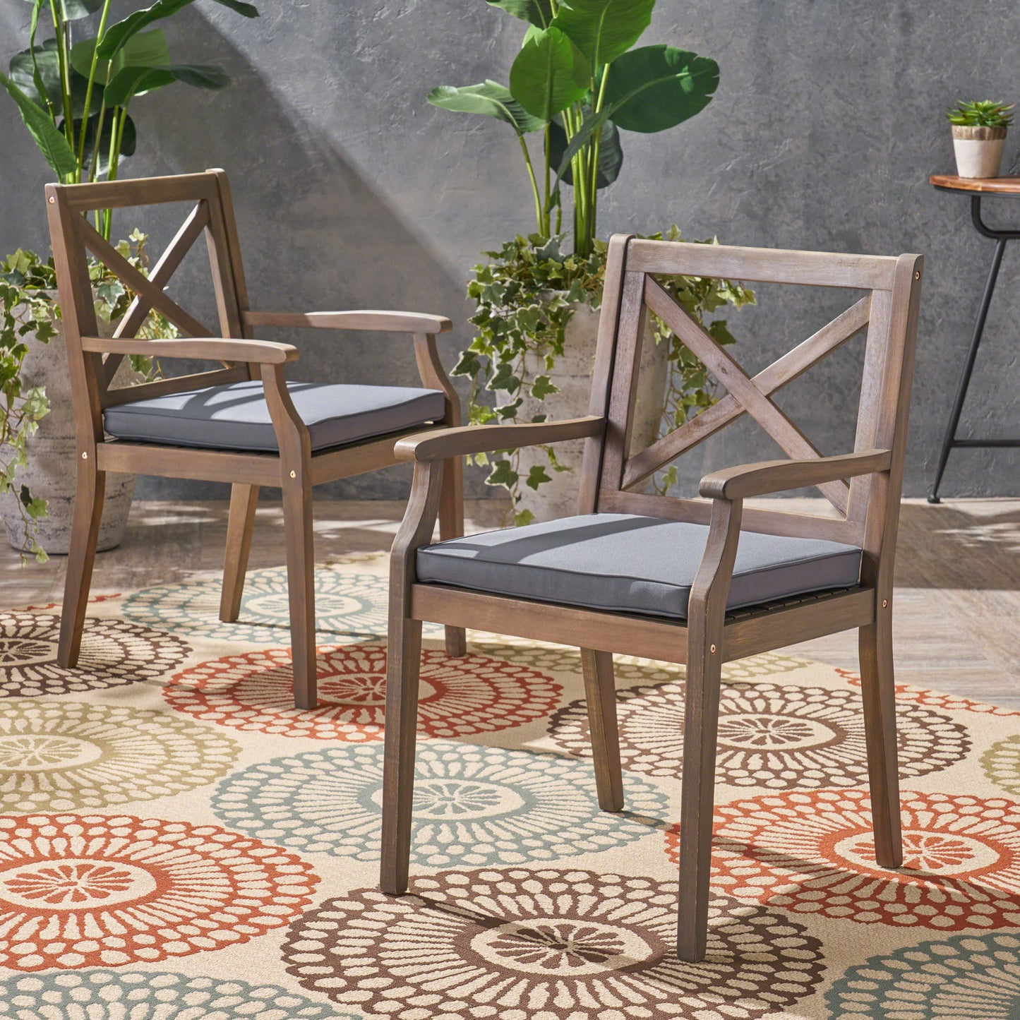 Perla - Dining Chair Set With Cushions 2 Piece - Dark Gray