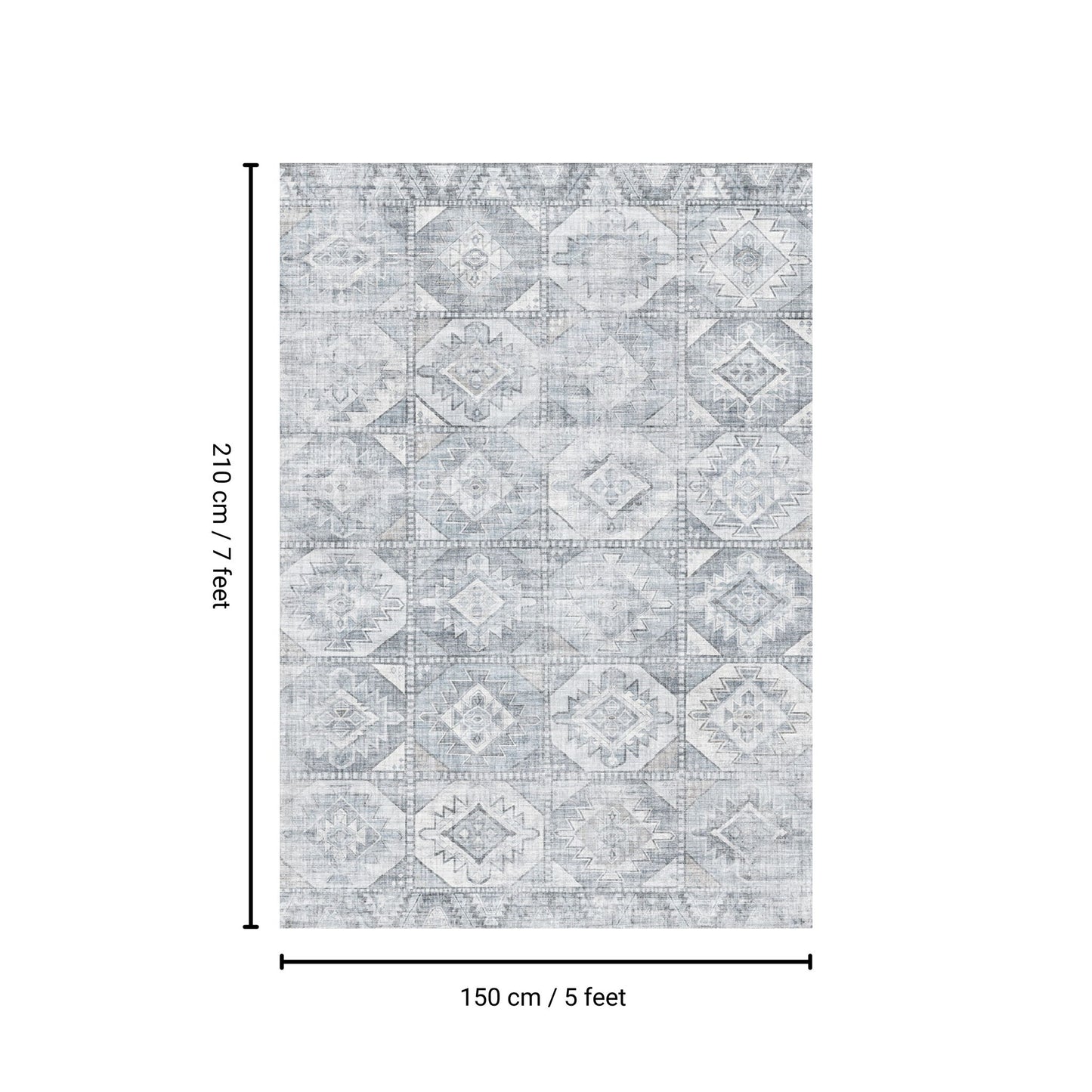 Toucan - 5' X 7' Washable Non - Slip Area Rug - Silver
