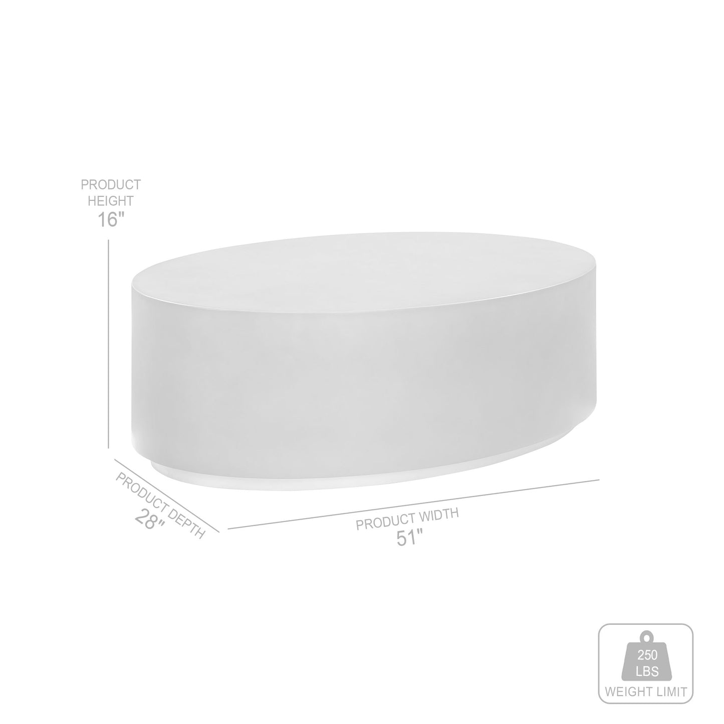 Anais - Concrete And Brass Oval Coffee Table - Gray
