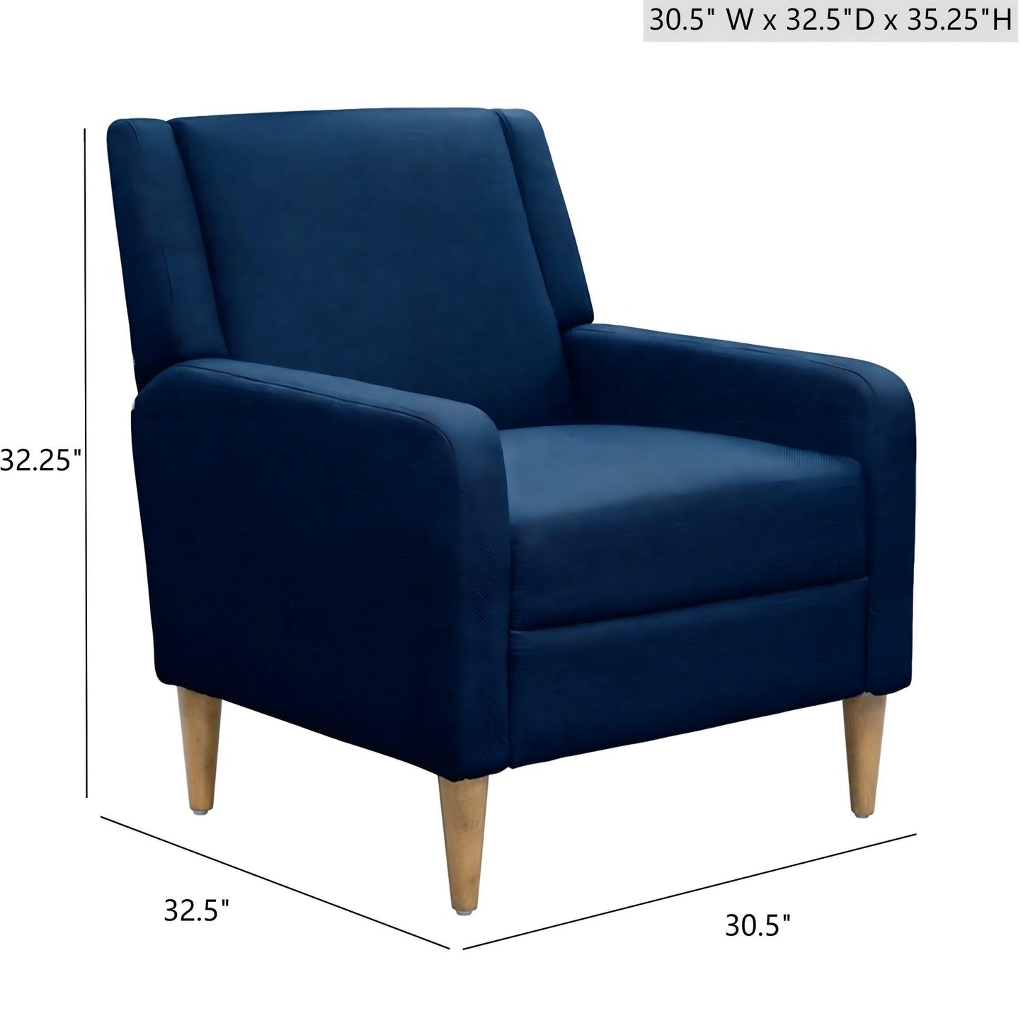 Upholstered Accent Armchair With Legs - Blue
