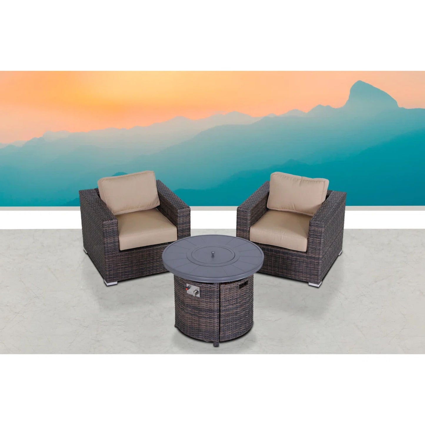 3 Piece Rattan Patio Sofa Set With Comfortable Cushions