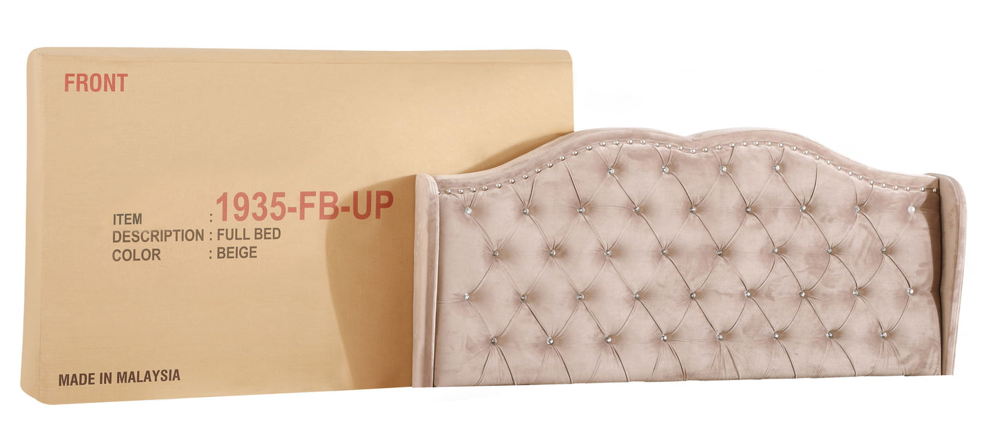 Upholstered Velvet Bed Transitional