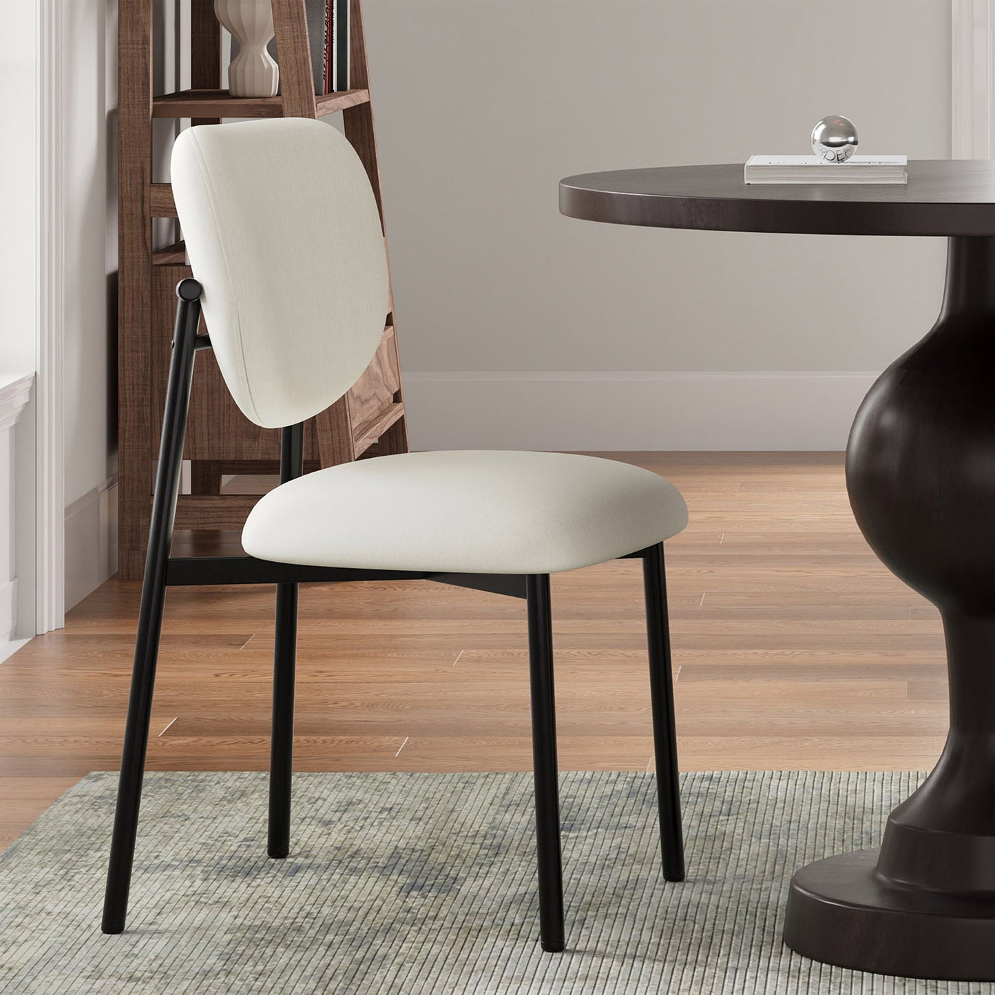 Modern Upholstered Dining Chairs With Metal Legs (Set of 2) - Beige
